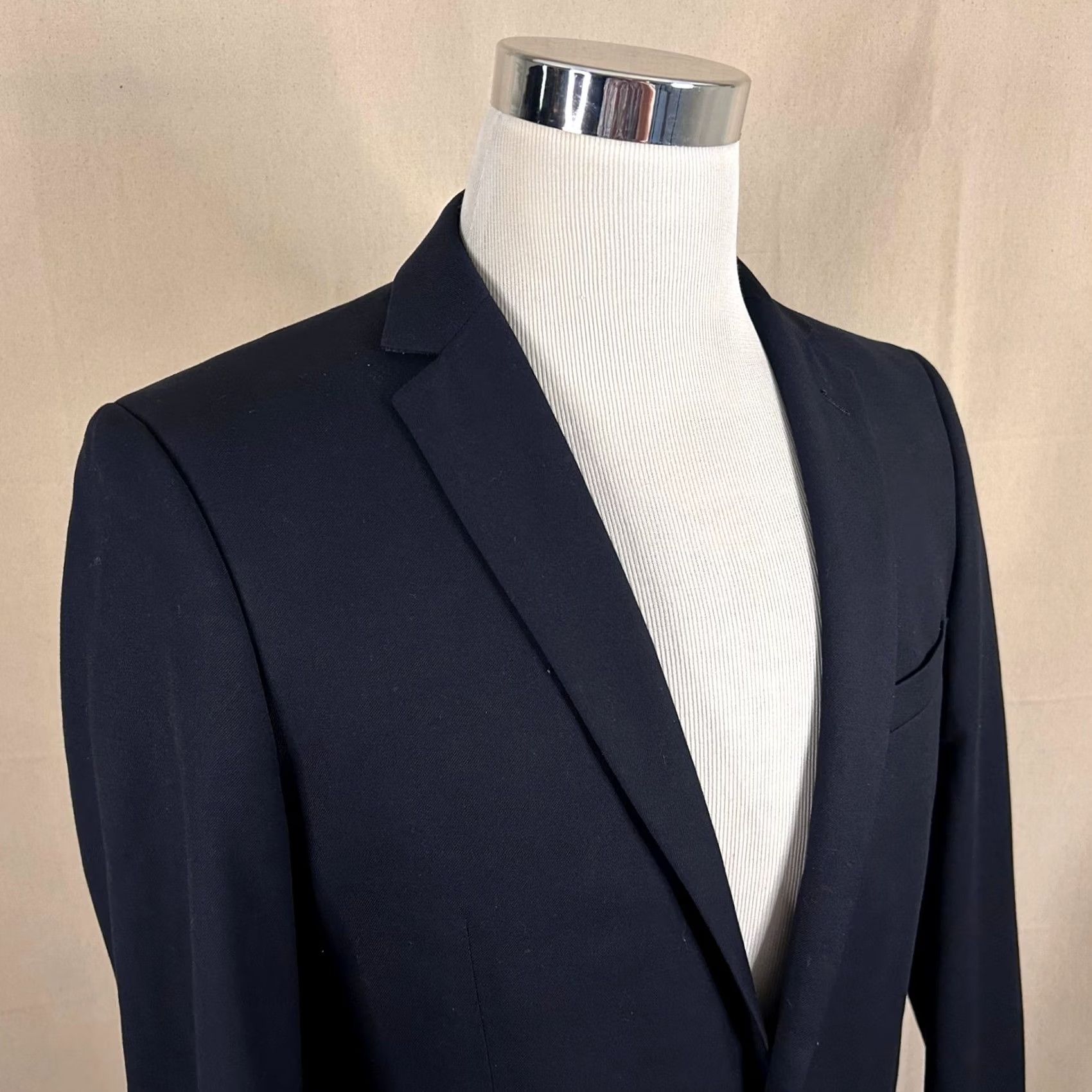 Doublet Combatant Gentlemen Sport Coat 40L 100% Wool Navy Blue Two Button Double Vented Size US XXS / EU 40 - 2 Thumbnail