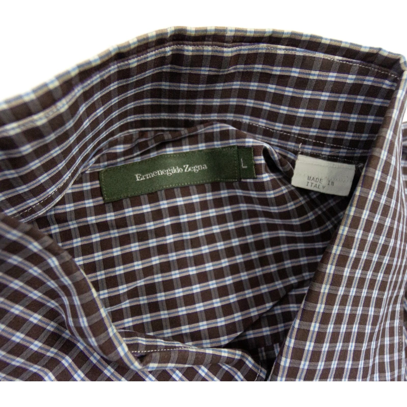 Ermenegildo Zegna Ermenegildo Zegna Shirt Mens Large Brown Button Up Long Sleeve Stretch FLAW* Size US L / EU 52-54 / 3 - 6 Thumbnail