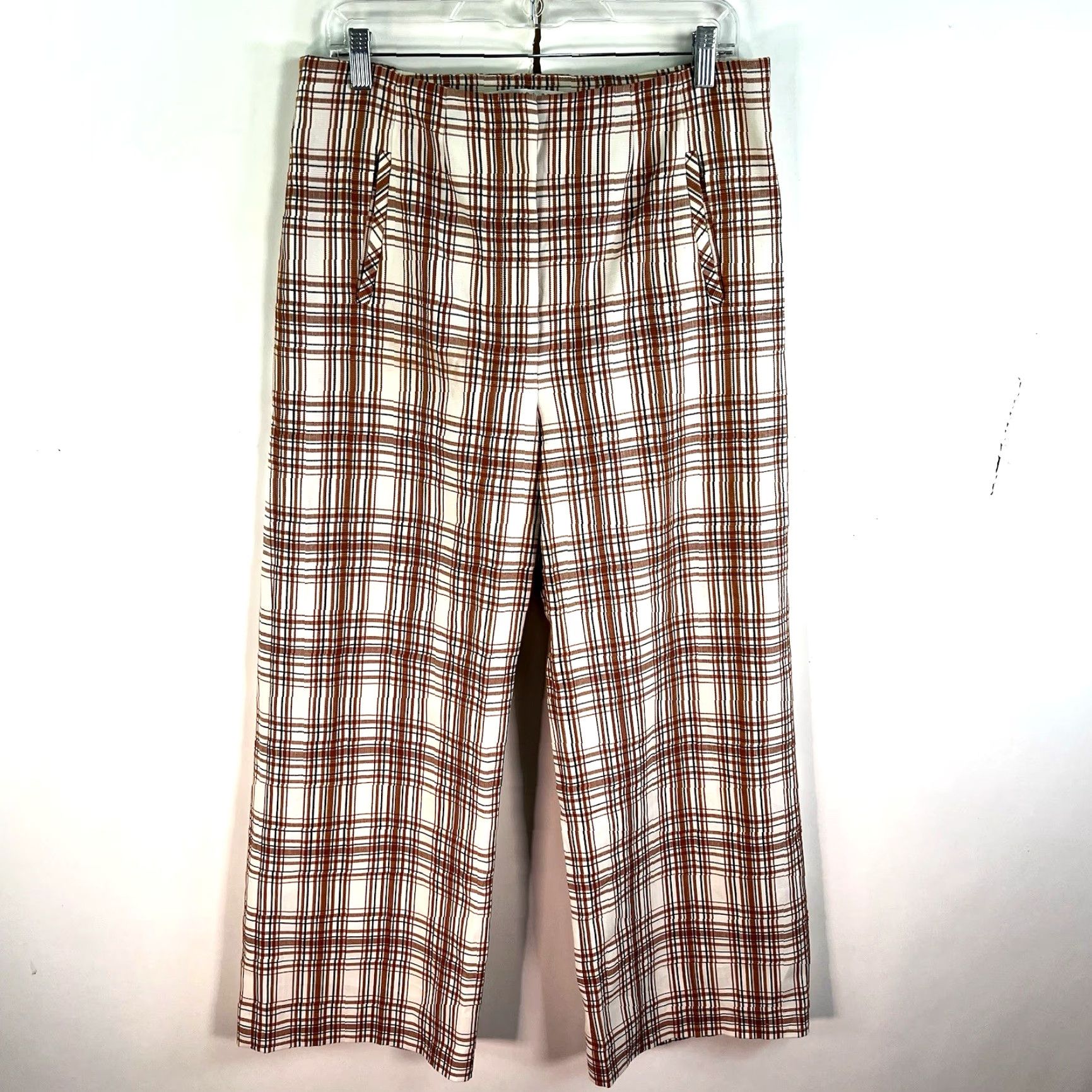 Veronica Beard VERONICA BEARD Pants DOVA Orange Plaid Trousers Cropped Size 10 Size 32" / US 10 / IT 46 - 2 Thumbnail