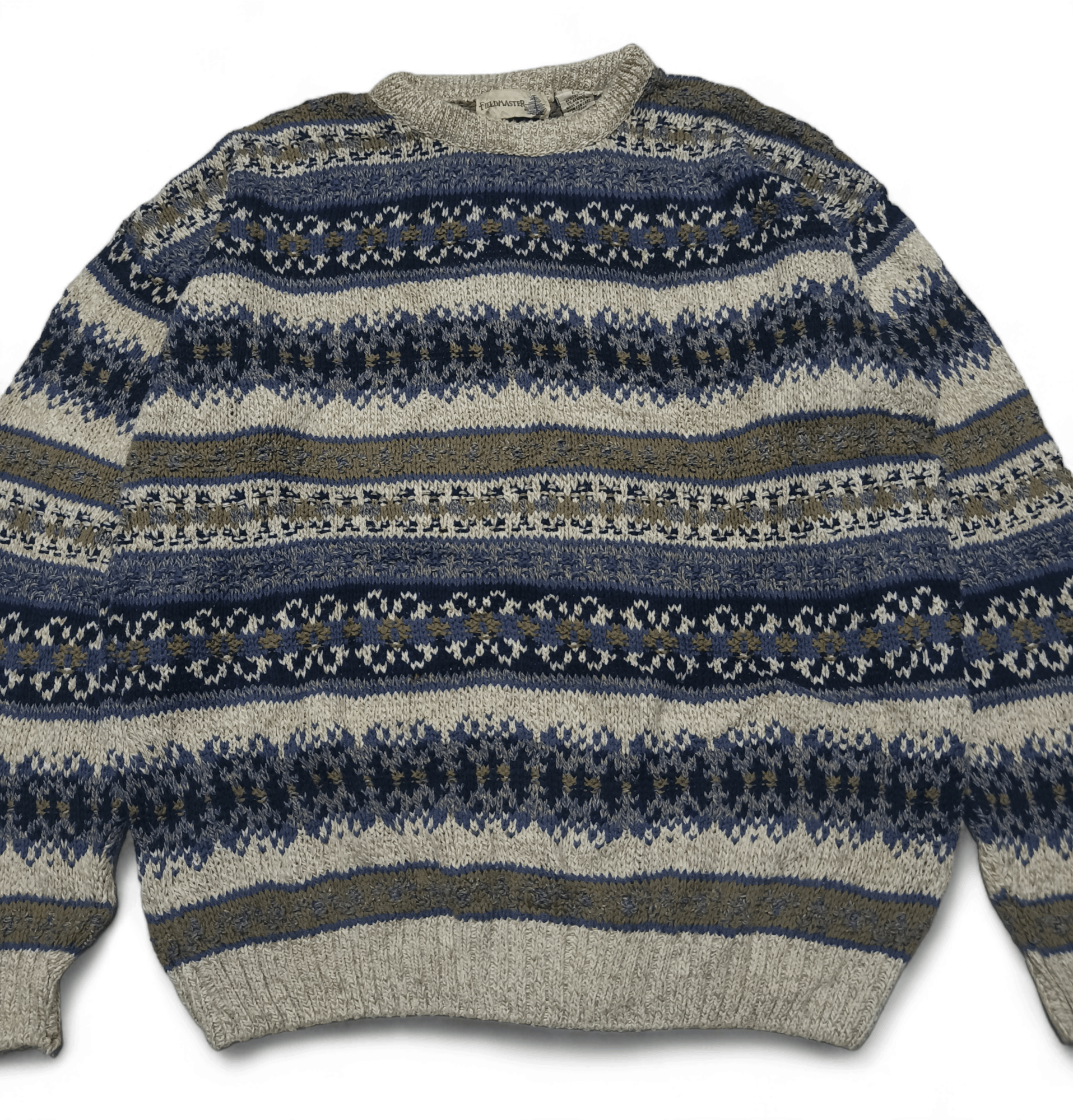Other Vintage 80s FIELDMASTER Ethnic Striped otifs Knit Sweater Size US L / EU 52-54 / 3 - 6 Thumbnail