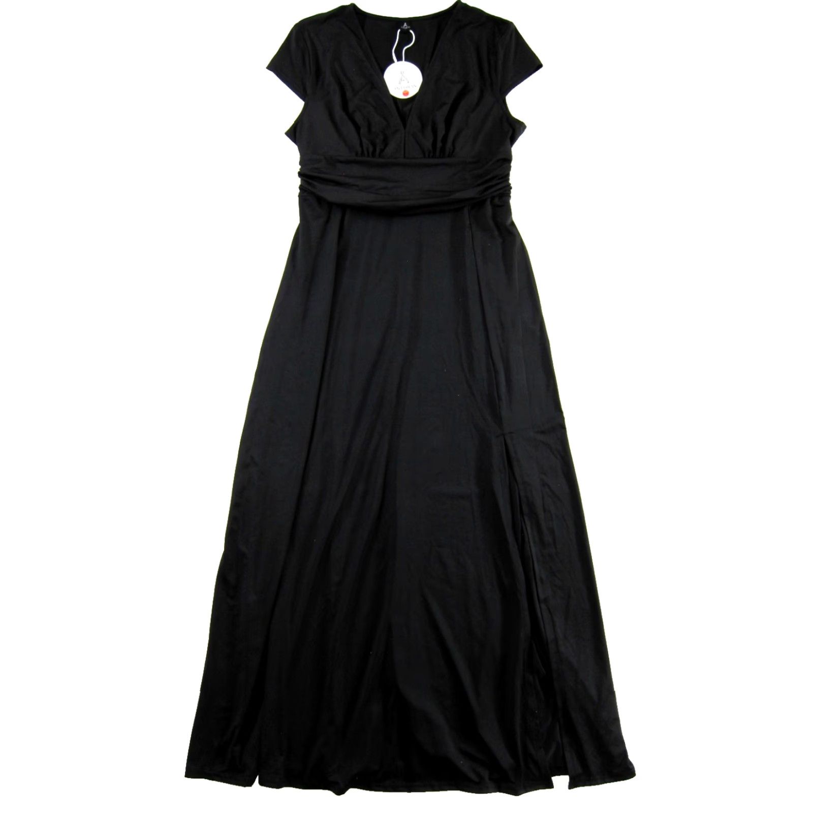 Vintage NWT ANRABESS Black Maxi Dress V-Neck Cap Sleeve Empire Waist Long Maxi Dress Large Size L / US 10 / IT 46 - 2 Thumbnail