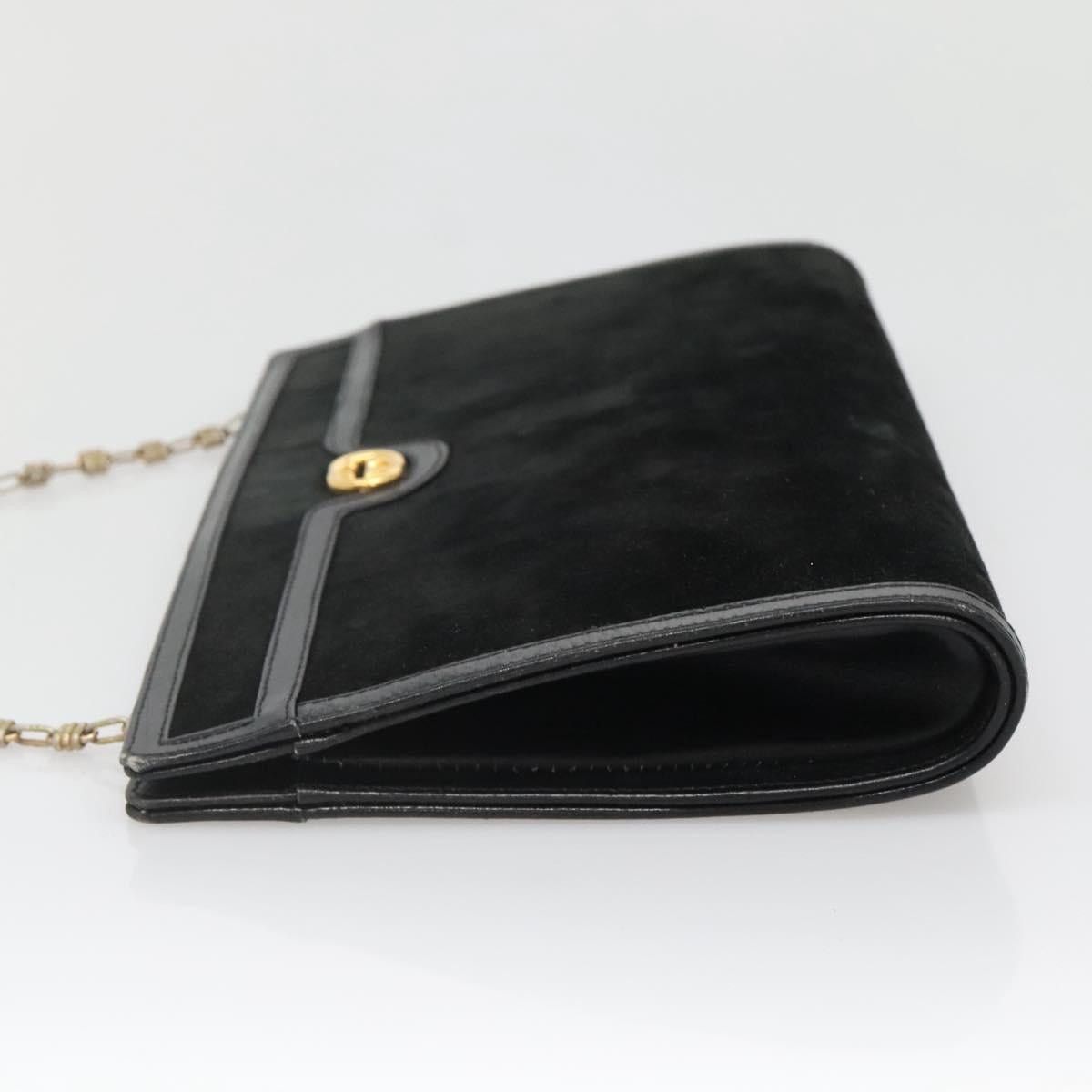 Gucci GUCCI Chain Shoulder Bag Suede Black Gold Size ONE SIZE - 4 Thumbnail