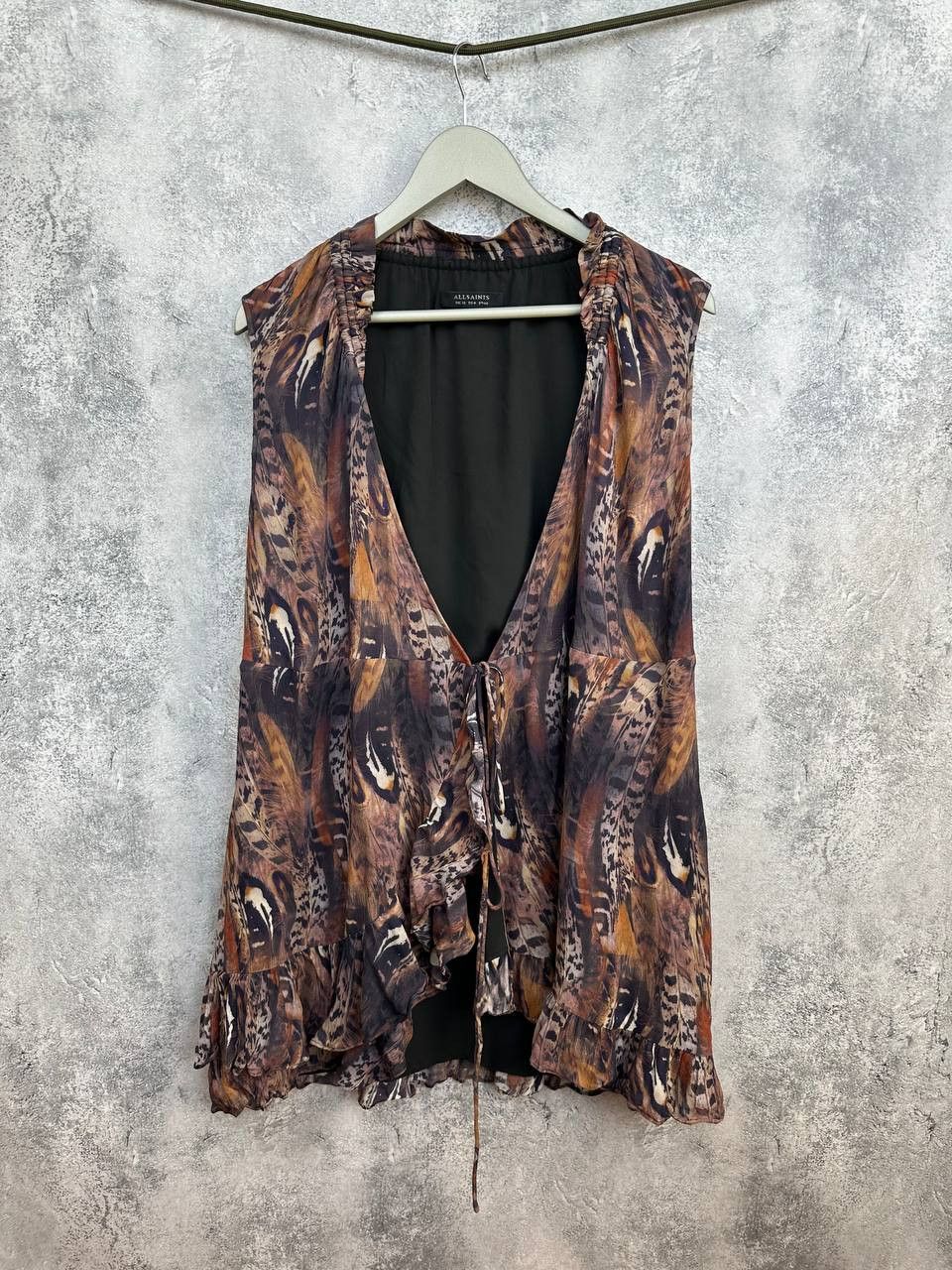 Allsaints AllSaints Darley Fusion Feather Print Ruffle Mini Dress Boho Size M / US 6-8 / IT 42-44 - 1 Thumbnail