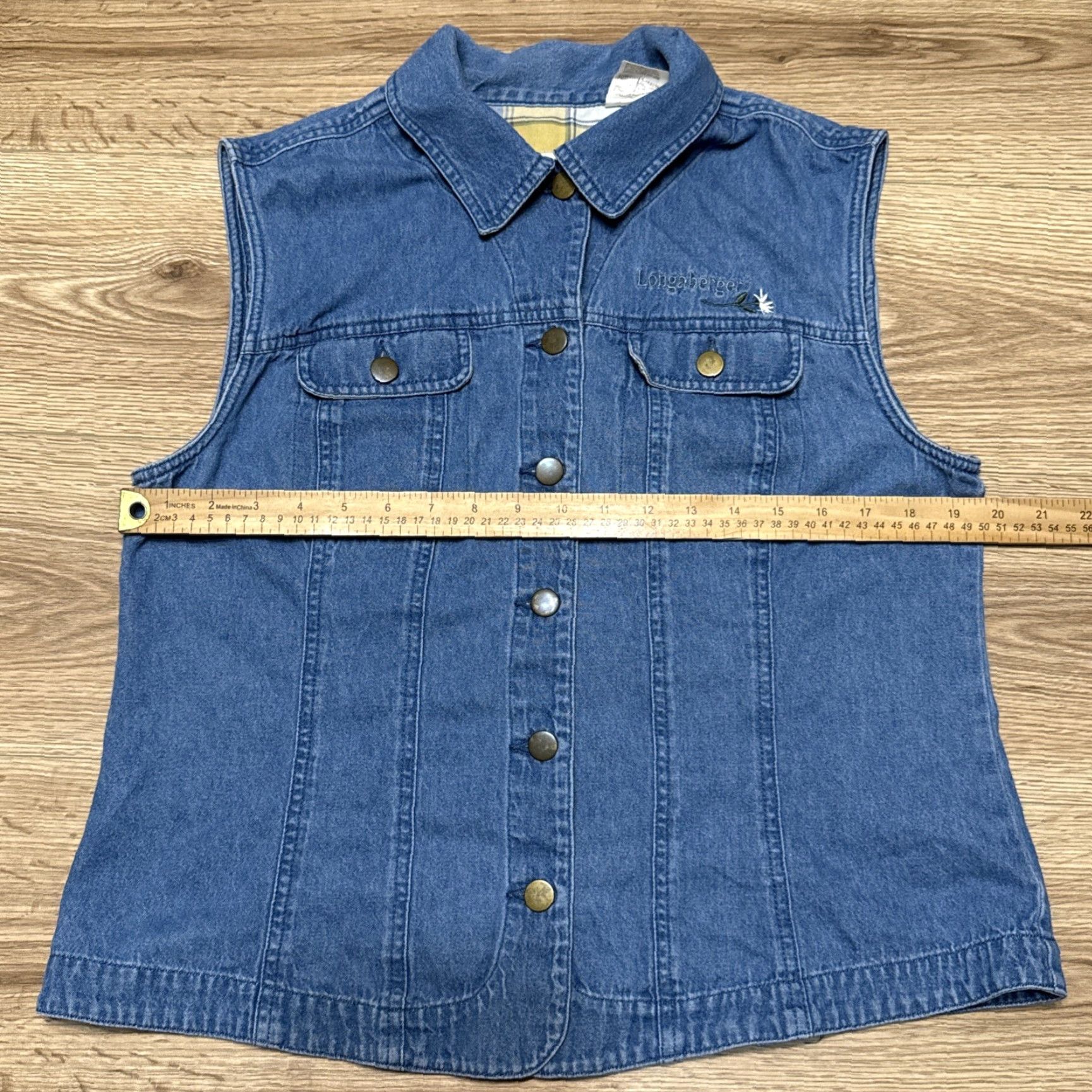 Vintage VINTAGE Longaberger Homestead Denim Jean Vest Women's Large Blue Cotton Embroidered Teddy Bear 90s Size 36" / US 14 / IT 50 - 6 Thumbnail