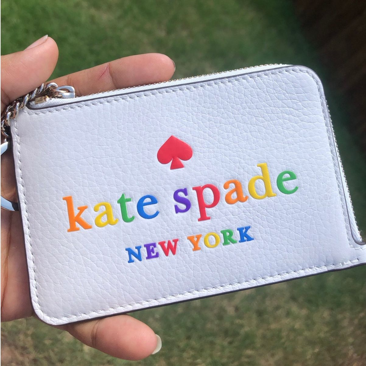 Kate Spade New Kate Spade Card Holder Keychain White Rainbow Size ONE SIZE - 1 Thumbnail