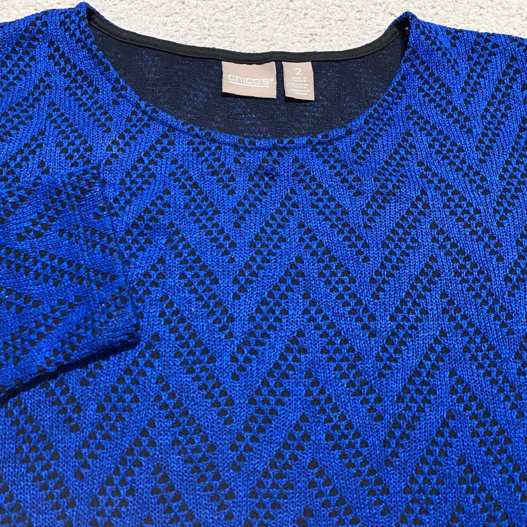 Vintage Chico's Womens Shirt Blue Geometric Long Sleeve Round Neck L Bohemian 90s? Size L / US 10 / IT 46 - 5 Thumbnail