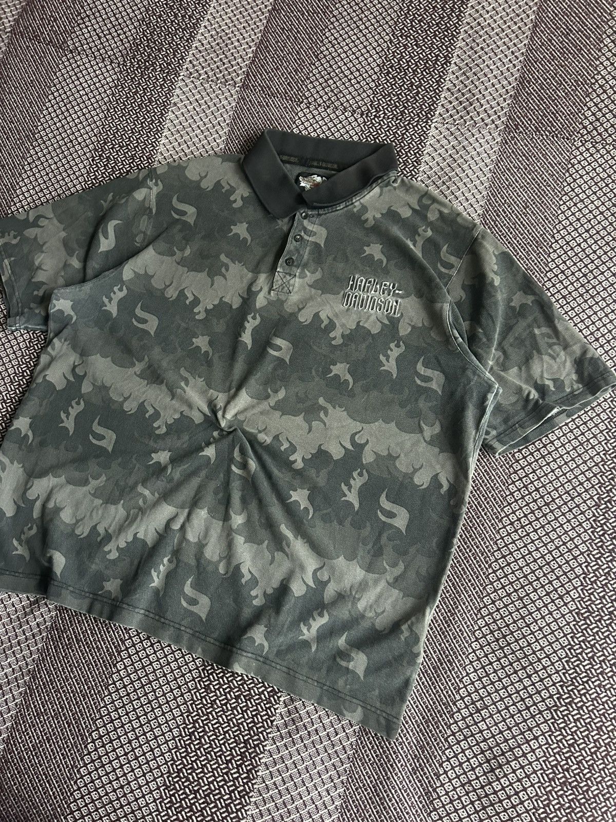 Harley Davidson Vintage Harley Davidson Camo Polo T-shirt Mens Streetwear XL Size US XL / EU 56 / 4 - 2 Thumbnail