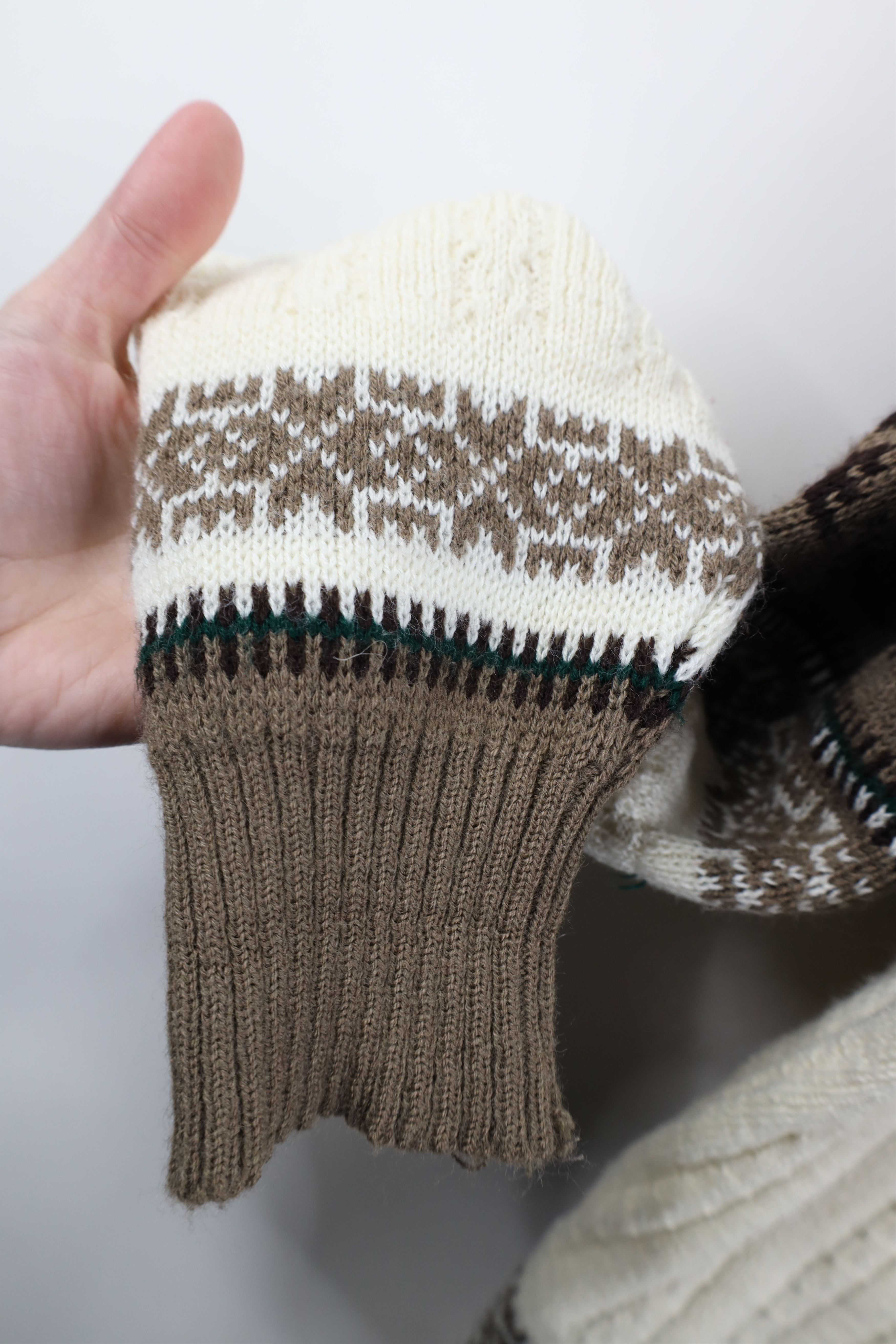 Vintage Vintage 70s Streetwear Fair Isle Cable Knit Crewneck Sweater Size US L / EU 52-54 / 3 - 7 Thumbnail