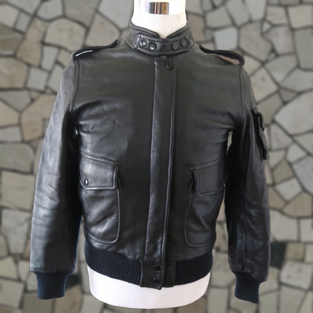 VINTAGE CAFE RACER LEATHER JACKET Harley Davidson Hein Gericke Mens 36 Black 80s Decade Leather Coat & Jacket