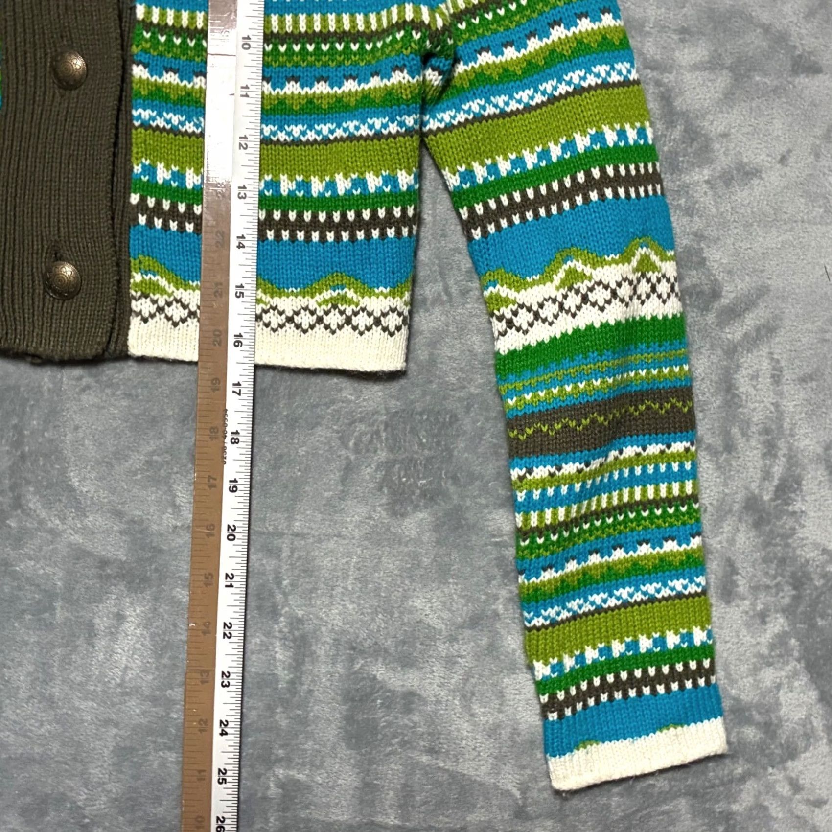 Vintage VINTAGE Motivi Cardigan Womens S Green Blue Fair Isle Cropped Button Front Size S / US 4 / IT 40 - 8 Thumbnail