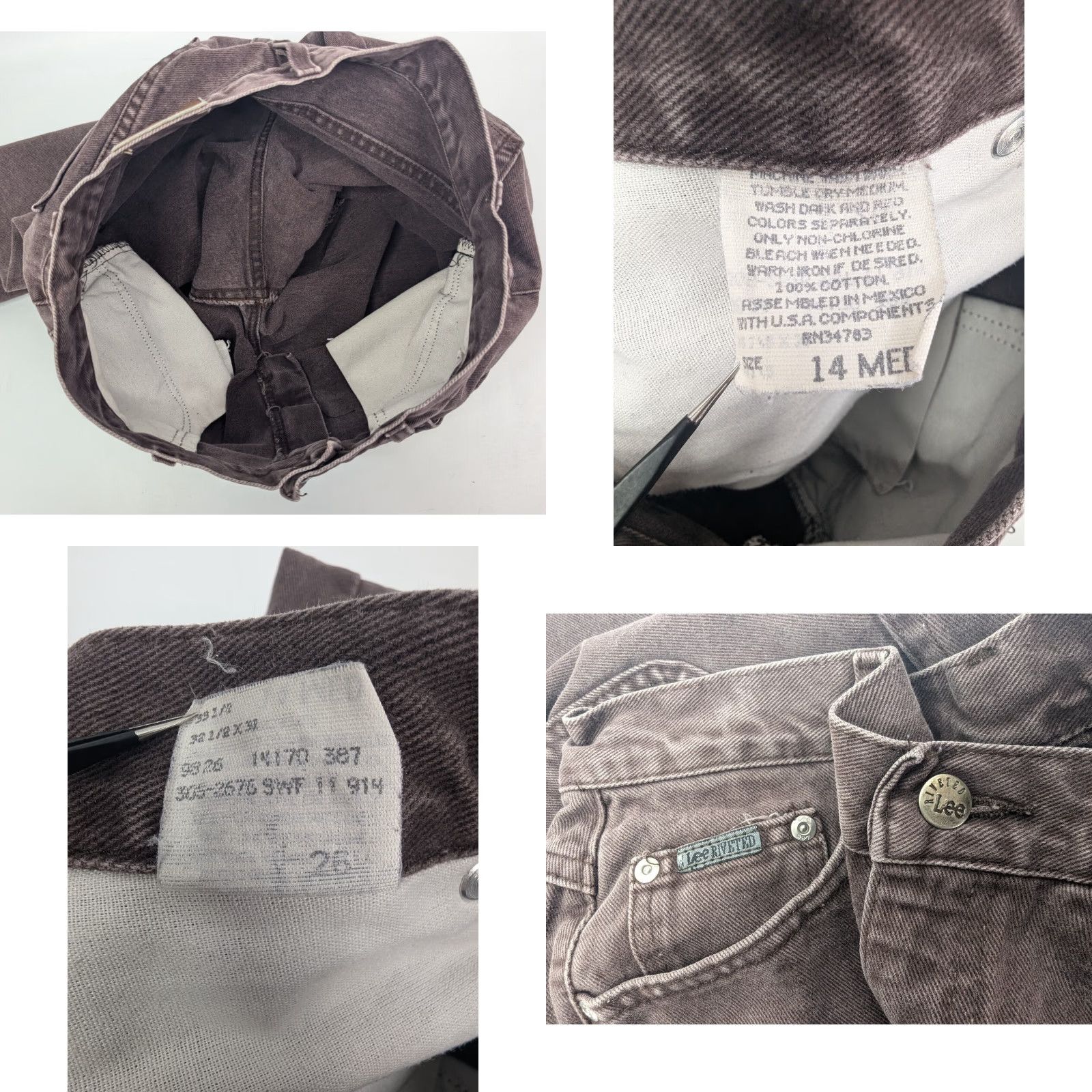 Lee VINTAGE Lee Riveted Brown Denim Mom Jeans Womens 14 Medium High Rise 100% Cotton 5-Pocket Style 90s Western Casual Shirt? Size 36" / US 14 / IT 50 - 8 Thumbnail