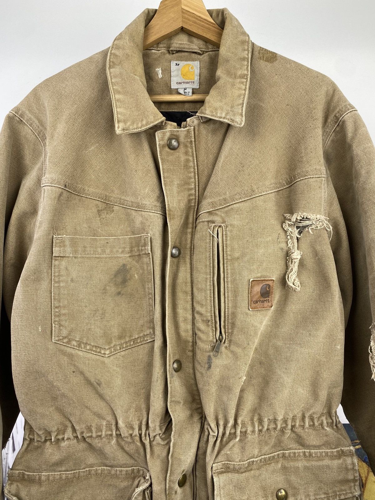 Carhartt 2000’s Carhartt Sandstone Rancher Thrashed Coat Size US M / EU 48-50 / 2 - 2 Thumbnail