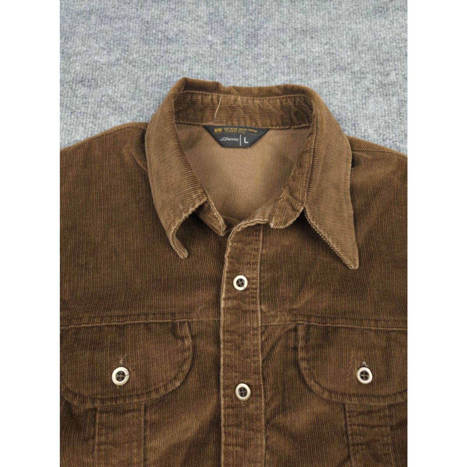 Vintage VINTAGE JC Penney Corduroy Shirt Men's L Brown Button-Up Pockets Thick Size US L / EU 52-54 / 3 - 5 Thumbnail