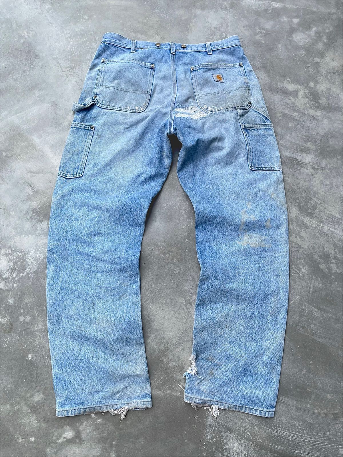 Carhartt Faded Distressed Denim Carhartt Doublekne Pant B07-DNM Size US 34 / EU 50 - 6 Thumbnail