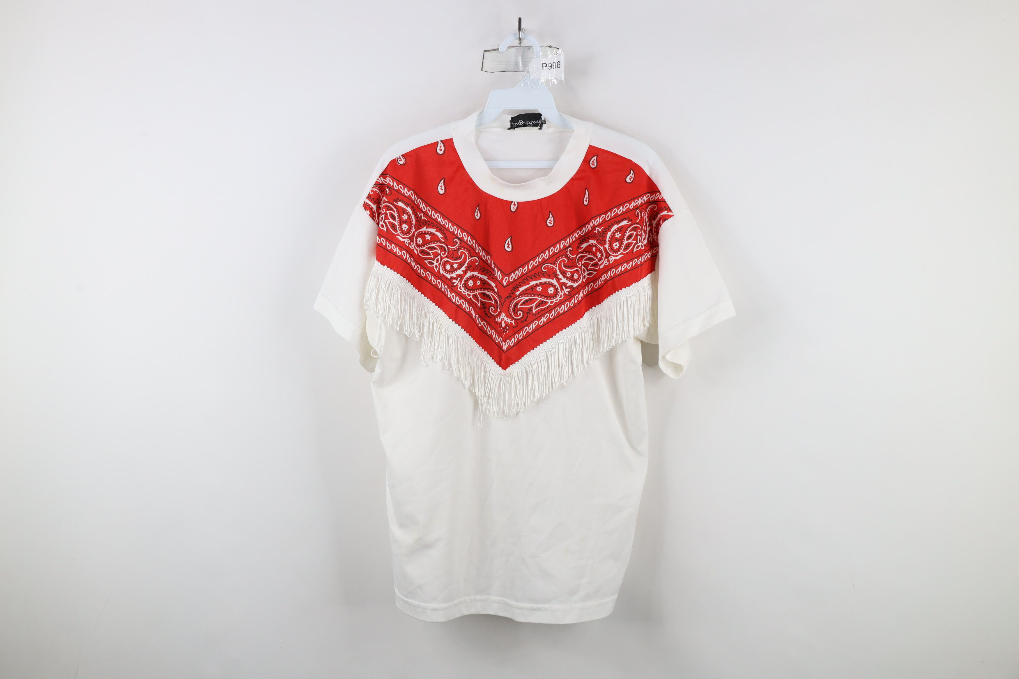 Vintage Vintage 90s Rockabilly Western Bandana Fringed T-Shirt USA Size L / US 10 / IT 46 - 1 Thumbnail
