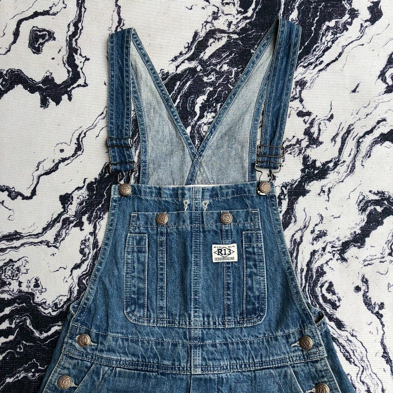 R13 R13 Distressed Denim Short Overalls Size 30" / US 8 / IT 44 - 2 Thumbnail