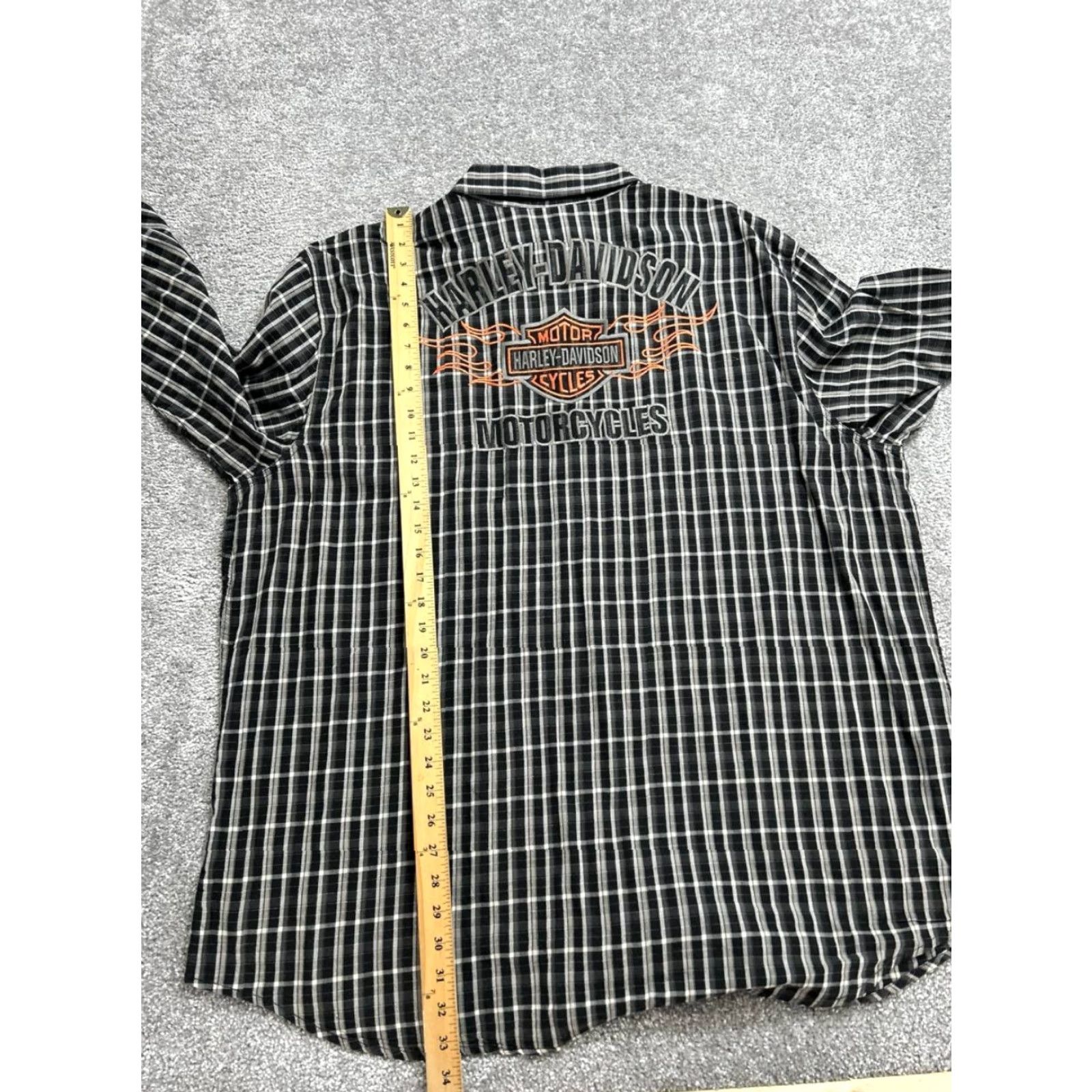 Harley Davidson Harley Davidson Flames Shirt Mens 3XL Black Cotton Plaid Embroidered Button Up Size US XXL / EU 58 / 5 - 5 Thumbnail