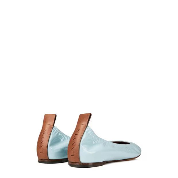 Lanvin o1g2r1mq1024 Leather Ballet Flats in Light Blue & Brown Size US 7 / IT 37 - 4 Thumbnail