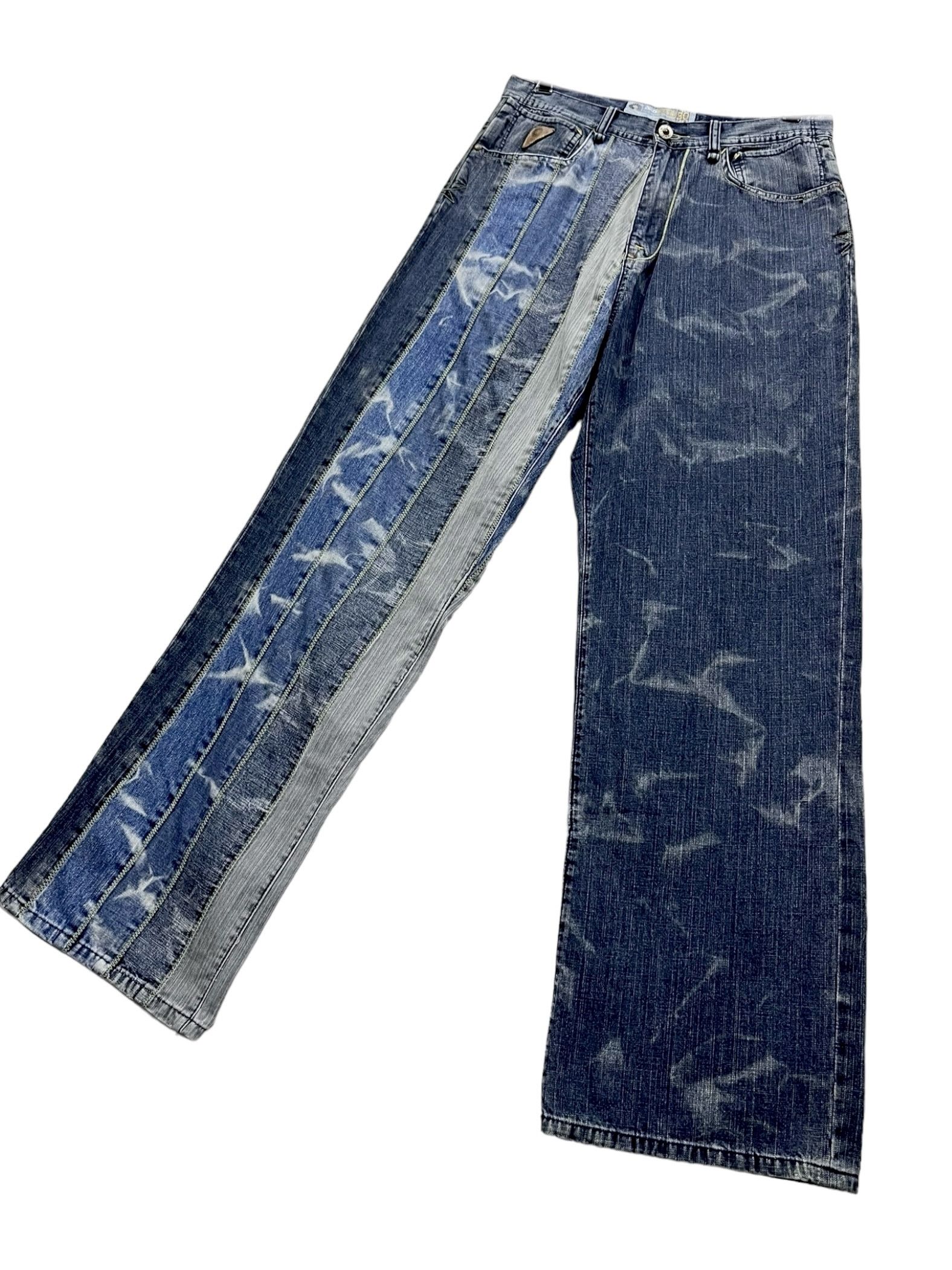 Akademiks 💥Vtg AKADEMIKS Hybrid Spliced Acid Wash Denim Baggy Pants Size US 30 / EU 46 - 4 Thumbnail