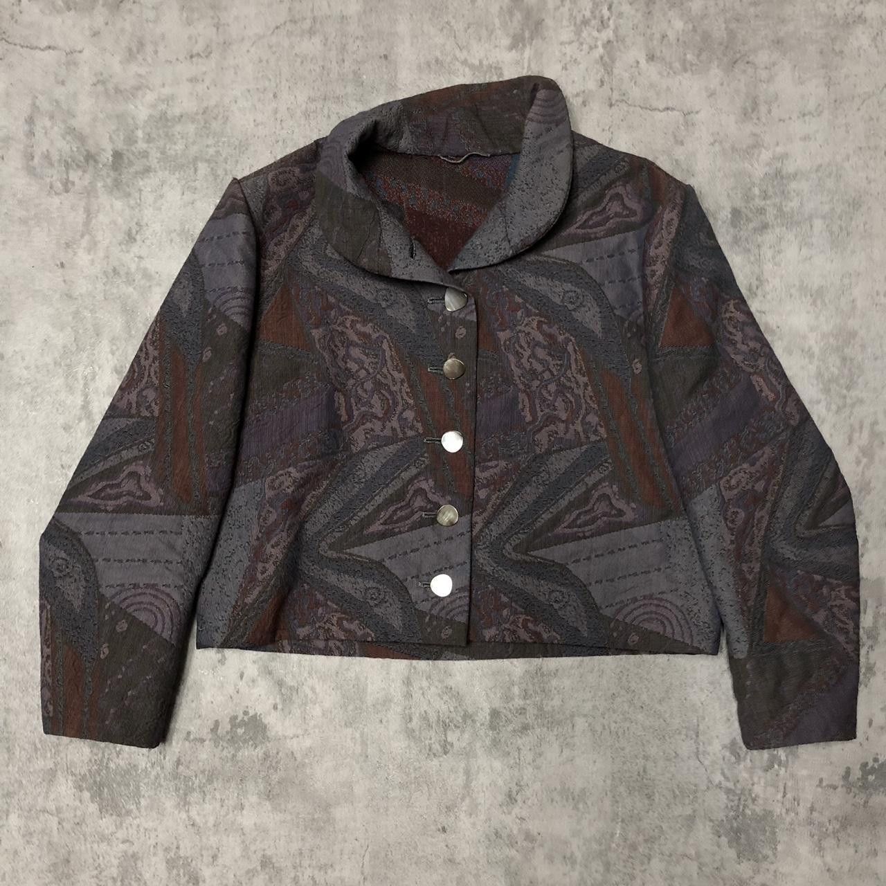 Other Grey and burgundy paisley print button-up jacket Size S / US 4 / IT 40 - 1 Thumbnail