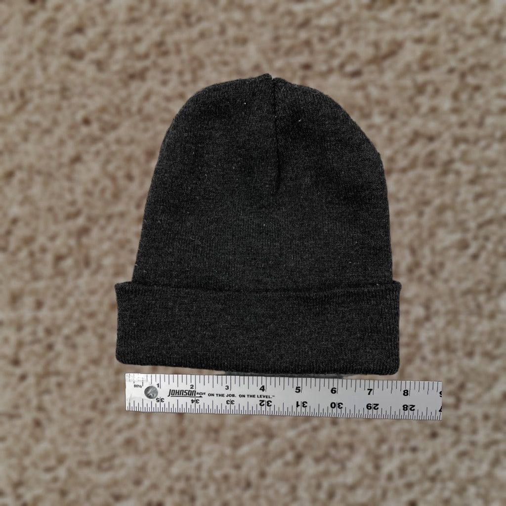 Vintage Beanie Adult One Size Dark Gray Knit 100% Acrylic Beanie - Striped Knit Hat for Outdoors Winter Ski Men Size ONE SIZE - 1 Thumbnail
