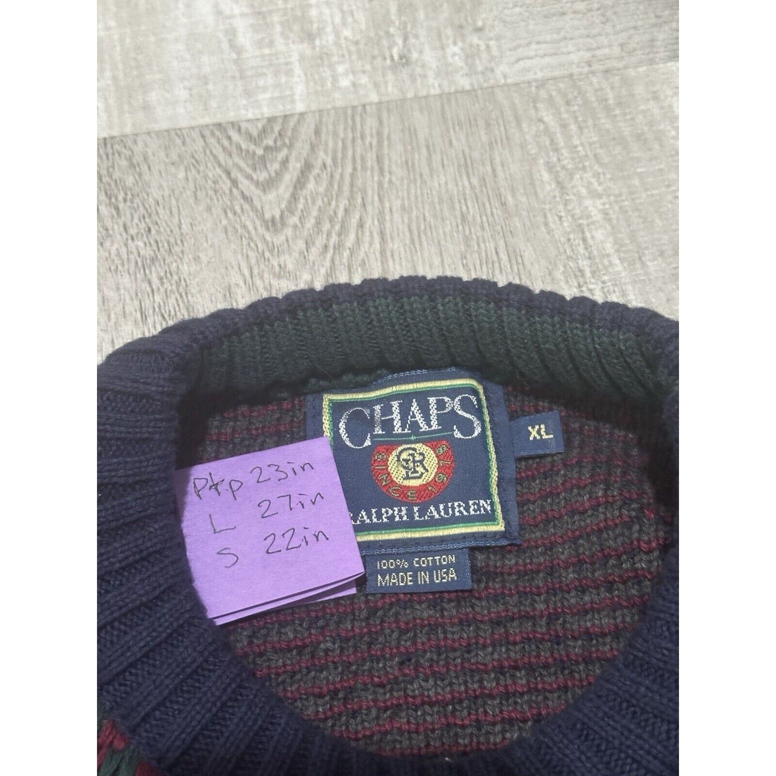 Chaps Vintage Chaps Ralph Lauren Mens L Hand Knit Heavy Cotton Size US XL / EU 56 / 4 - 4 Thumbnail