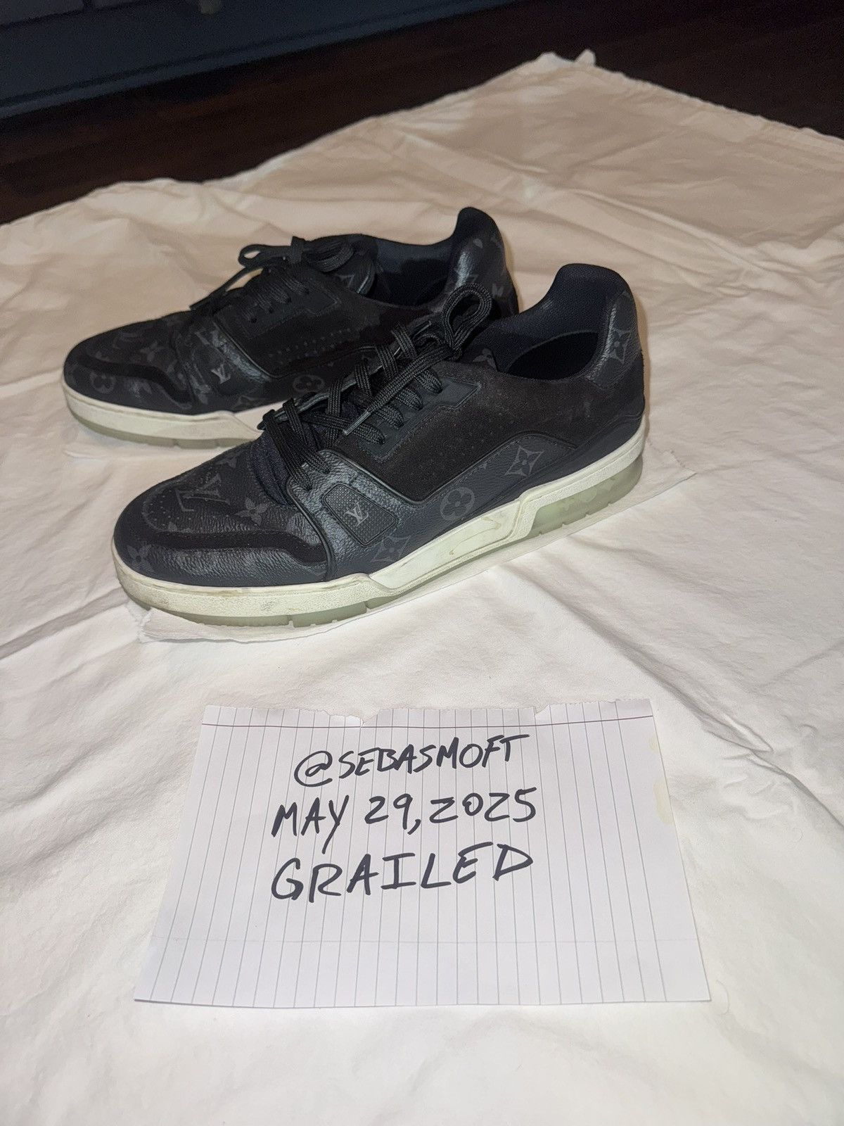 Louis Vuitton LV Louis Vuitton Black Monogram Eclipse Suede Trainers Size US 8 / EU 41 - 3 Thumbnail