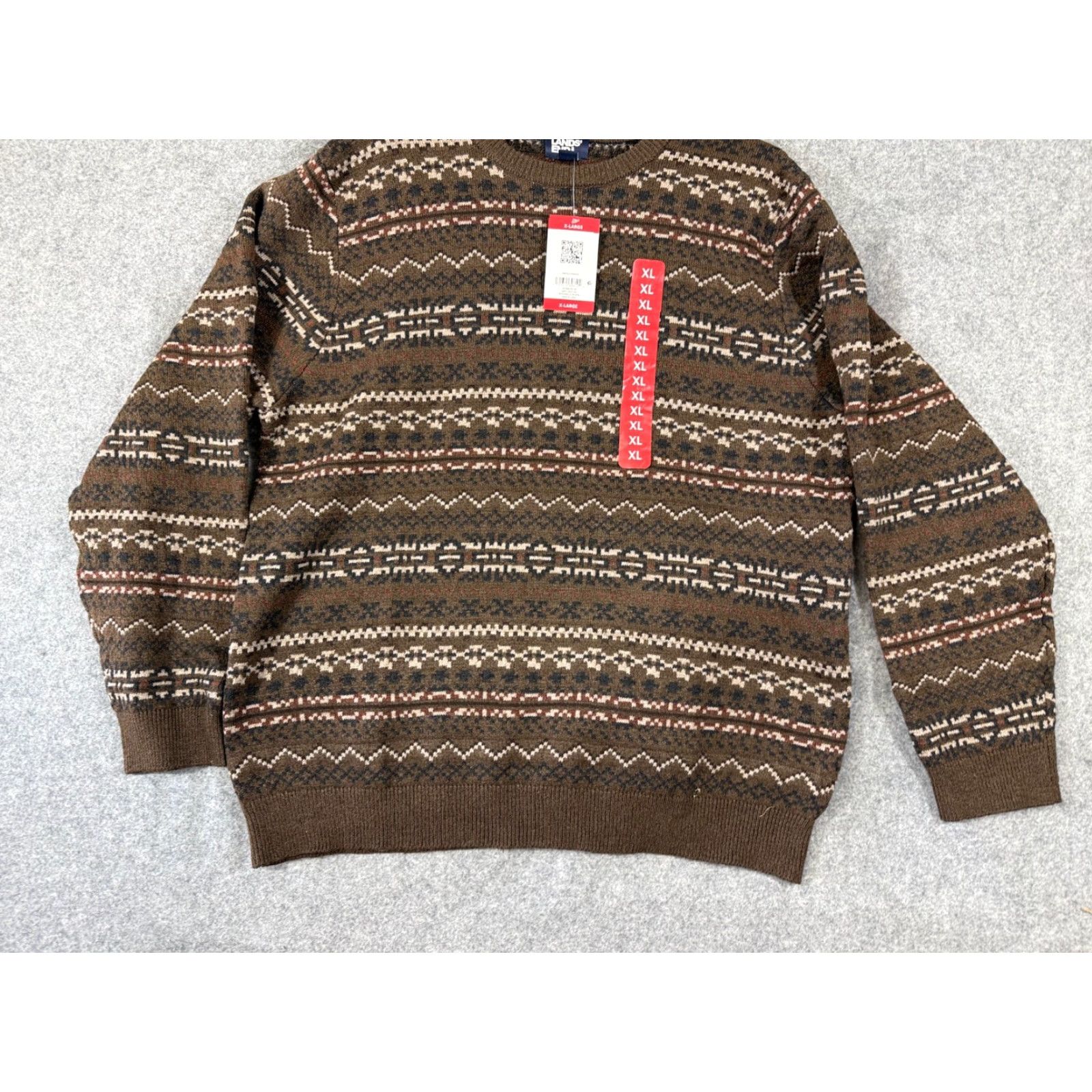 Lands' End Lands' End Sweater Mens XL Brown Fair Isle Long Sleeve Pullover Crew Neck NWT Size US XL / EU 56 / 4 - 4 Thumbnail