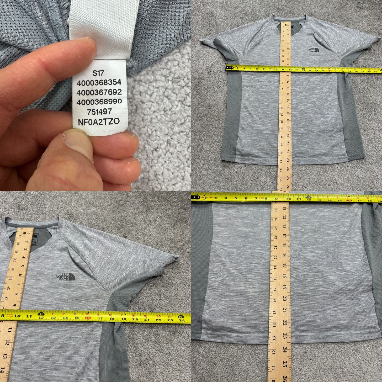 The North Face The North Face FlashDry T-Shirt Mens Small Gray V-Neck Short Sleeve Active Tee Size US S / EU 44-46 / 1 - 8 Thumbnail