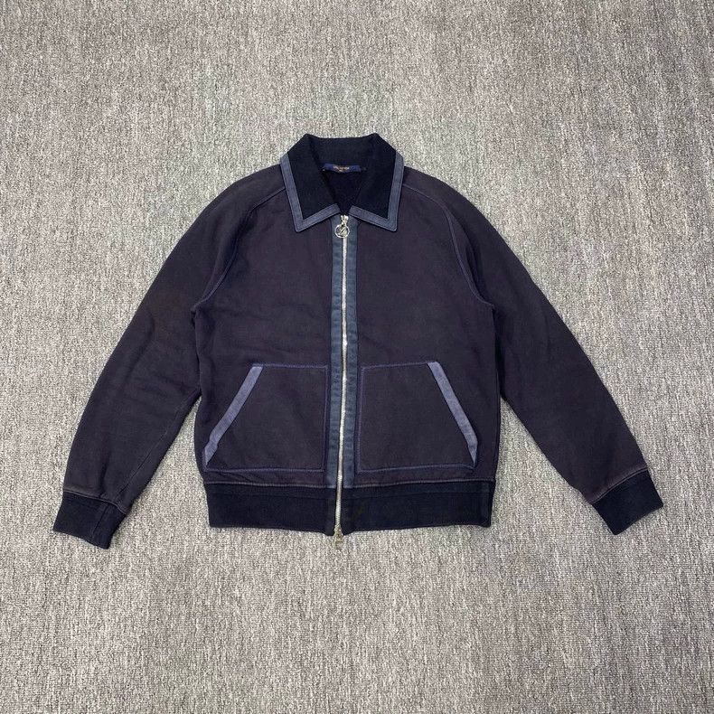 Louis Vuitton Dark blue patchwork leather zip jacket 2502-N