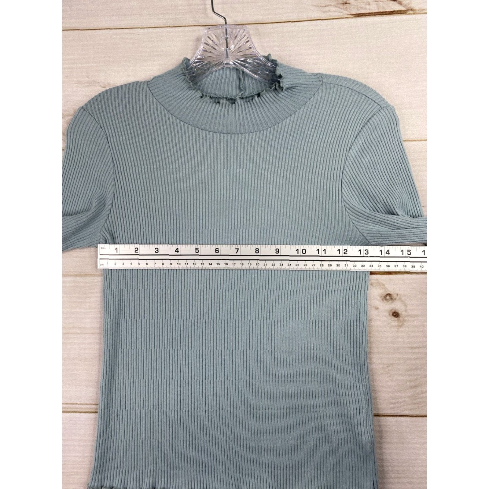 American Eagle Outfitters American Eagle Outfitters Sweater Women S Pullover Mock Neck Blue Ribbed Ruffle Cropped Knit S Size S / US 4 / IT 40 - 5 Thumbnail