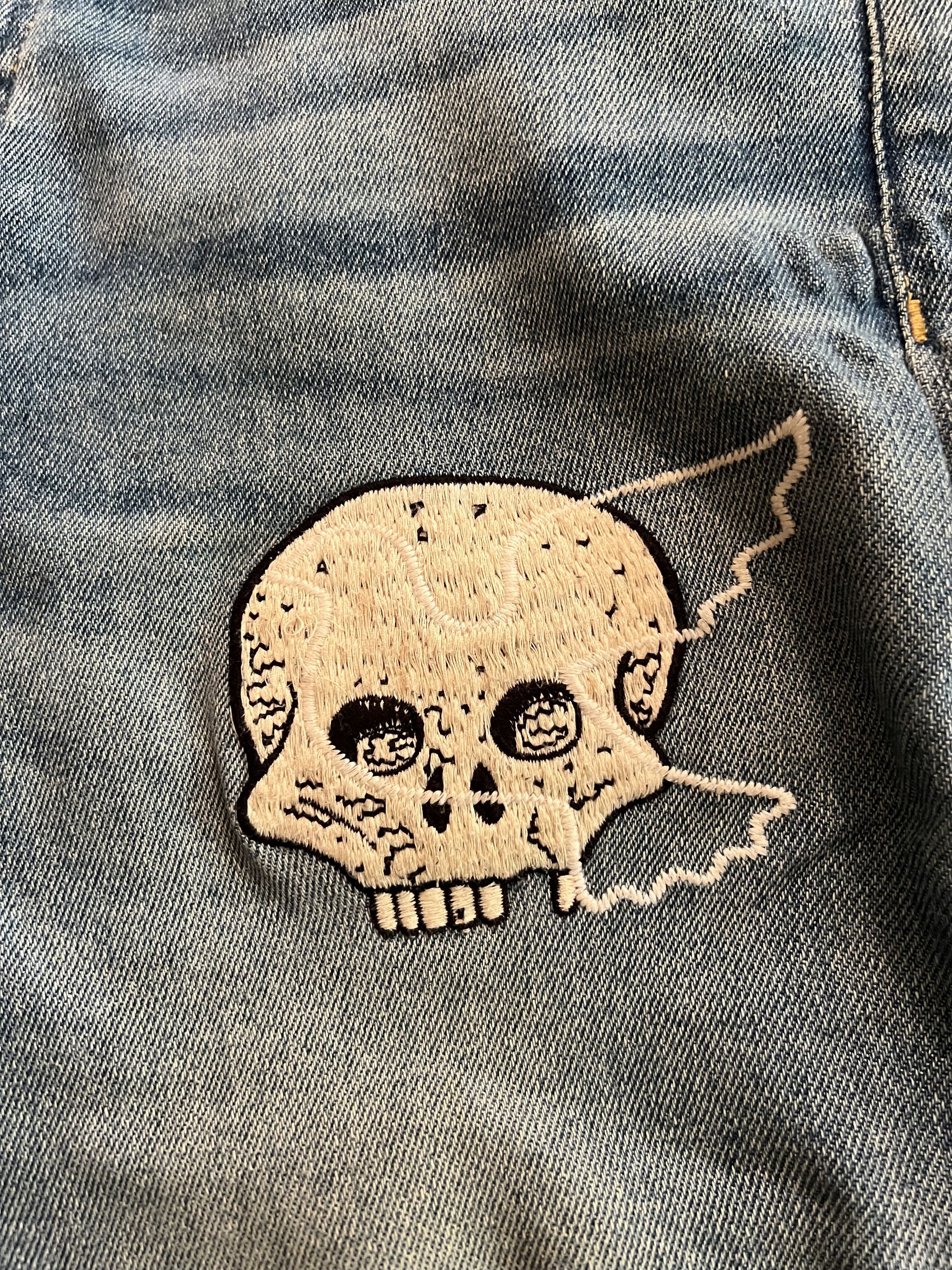 Lost Daze Lost Daze Skull Embroidered Denim Jeans Size US 32 / EU 48 - 2 Thumbnail