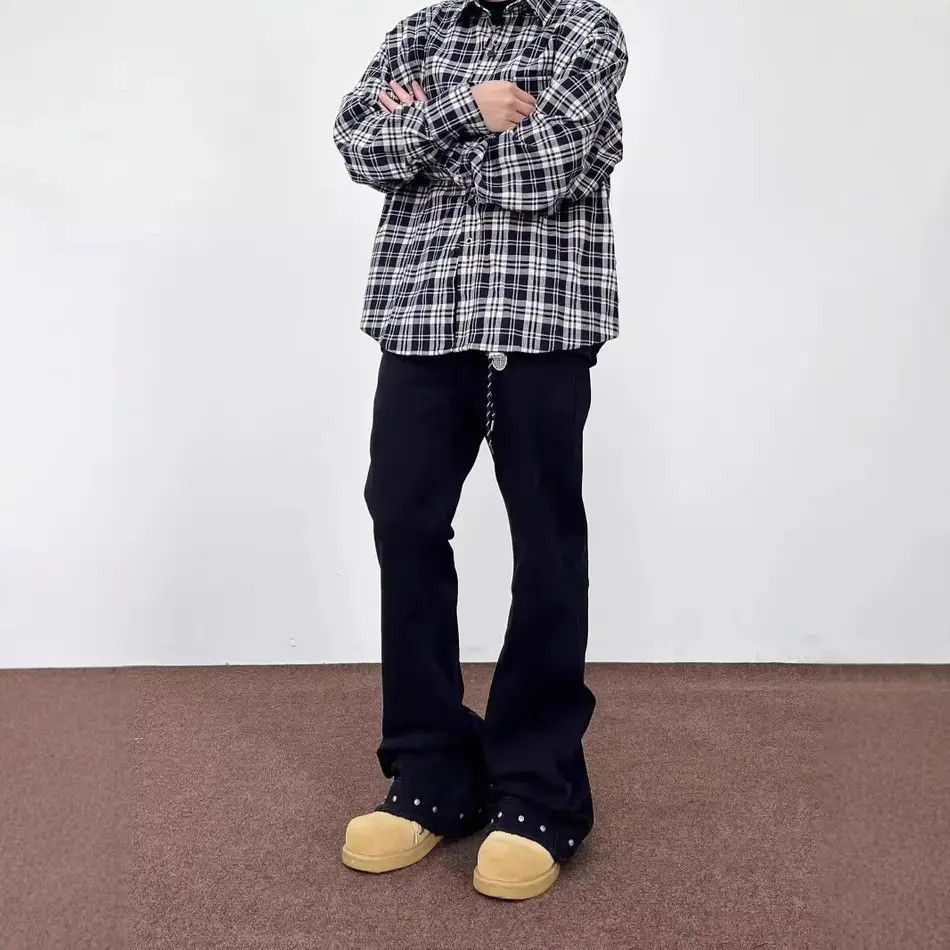 Japanese Brand Retro loose straight leg micro flared jeans Size US 30 / EU 46 - 3 Thumbnail