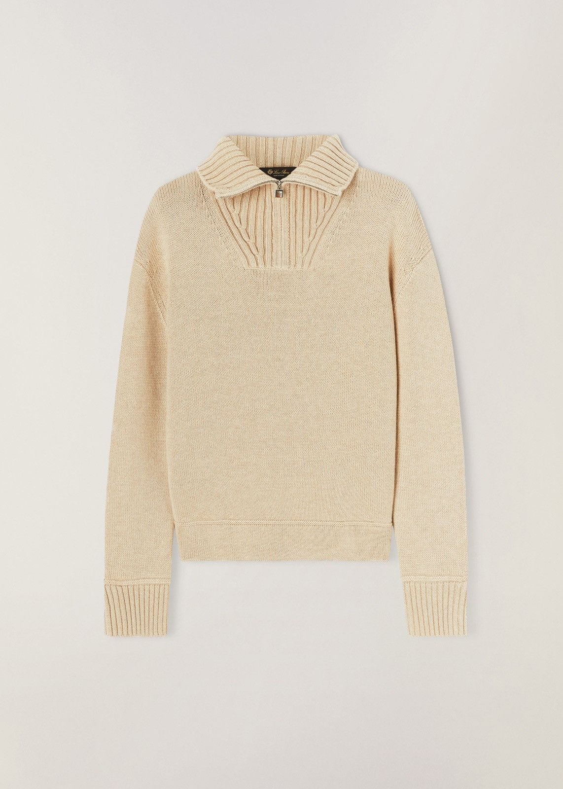 image of Loro Piana O1Loc1C0124 Mezzocollo Sweater In Beige, Women's (Size Large)