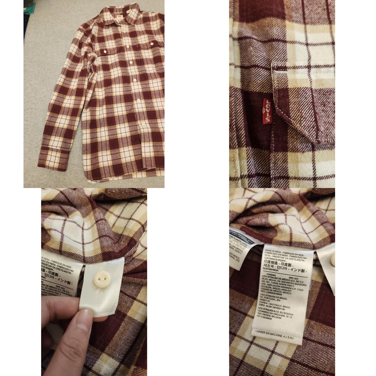 Levi's Levi's Flannel Shirt Mens Medium Maroon Plaid Long Sleeve Button Front Relaxed Size US M / EU 48-50 / 2 - 8 Thumbnail
