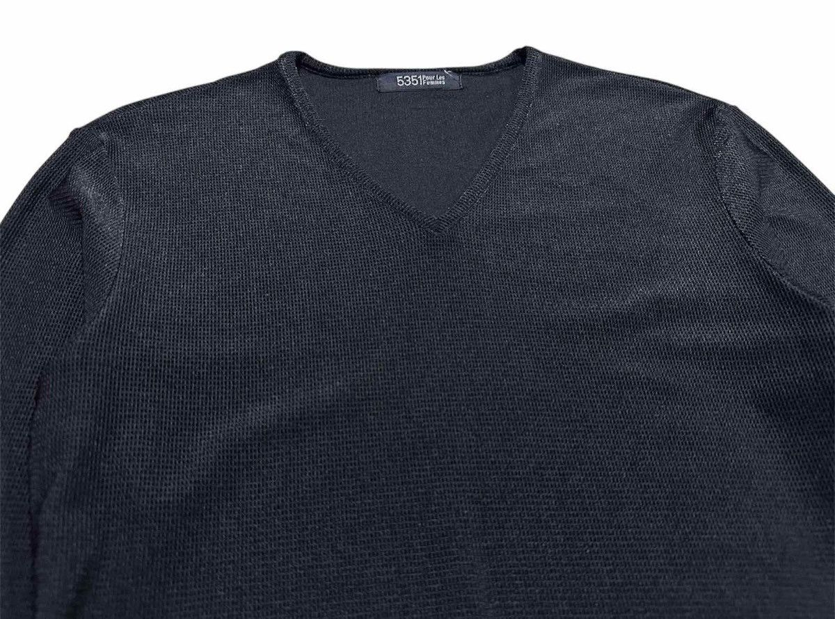 5351 POUR LES HOMMES 🔥Y2K 5351 Pour Les Femmes Mesh Sheer V-Neck Ls Shirt Size US XS / EU 42 / 0 - 2 Thumbnail