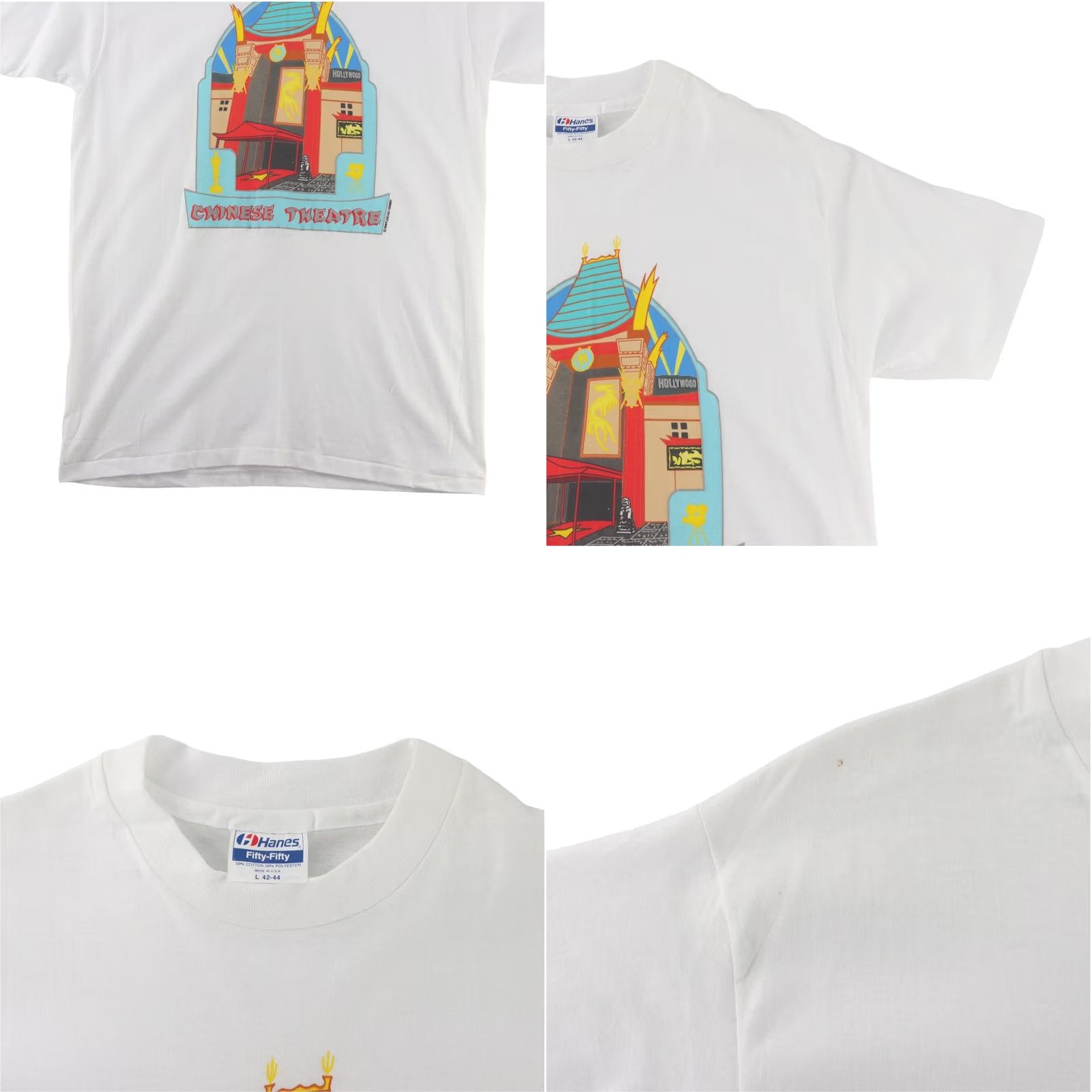 Vintage VINTAGE Grauman's Chinese Theatre Hollywood T-Shirt Men Large 80s NOS White Graphic Tee Shirt NOS Ships First Class Size US L / EU 52-54 / 3 - 8 Thumbnail