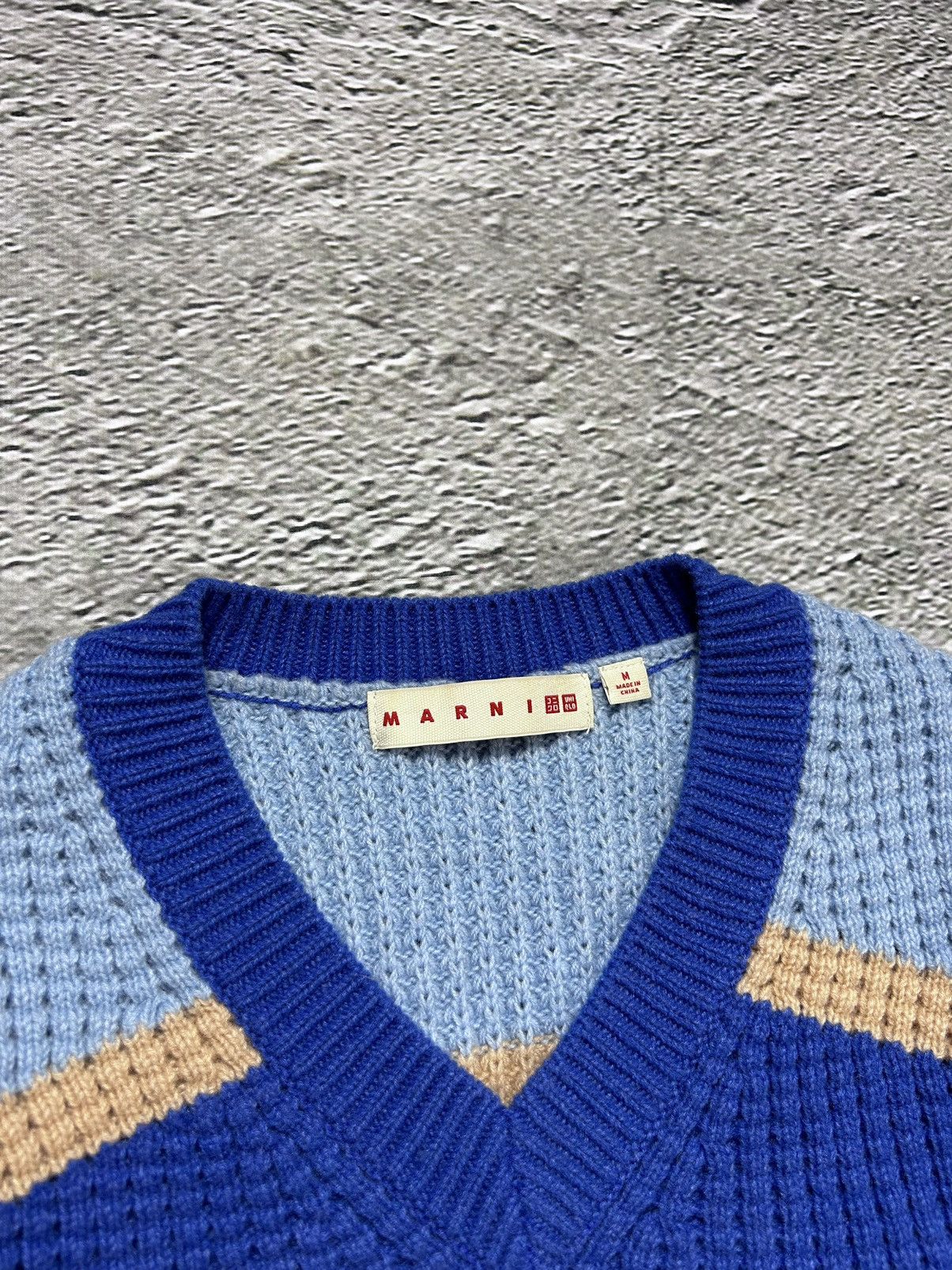 Marni × Uniqlo Marni Uniqlo Popcorn Knit V-neck Sweater blue Size M / US 6-8 / IT 42-44 - 2 Thumbnail