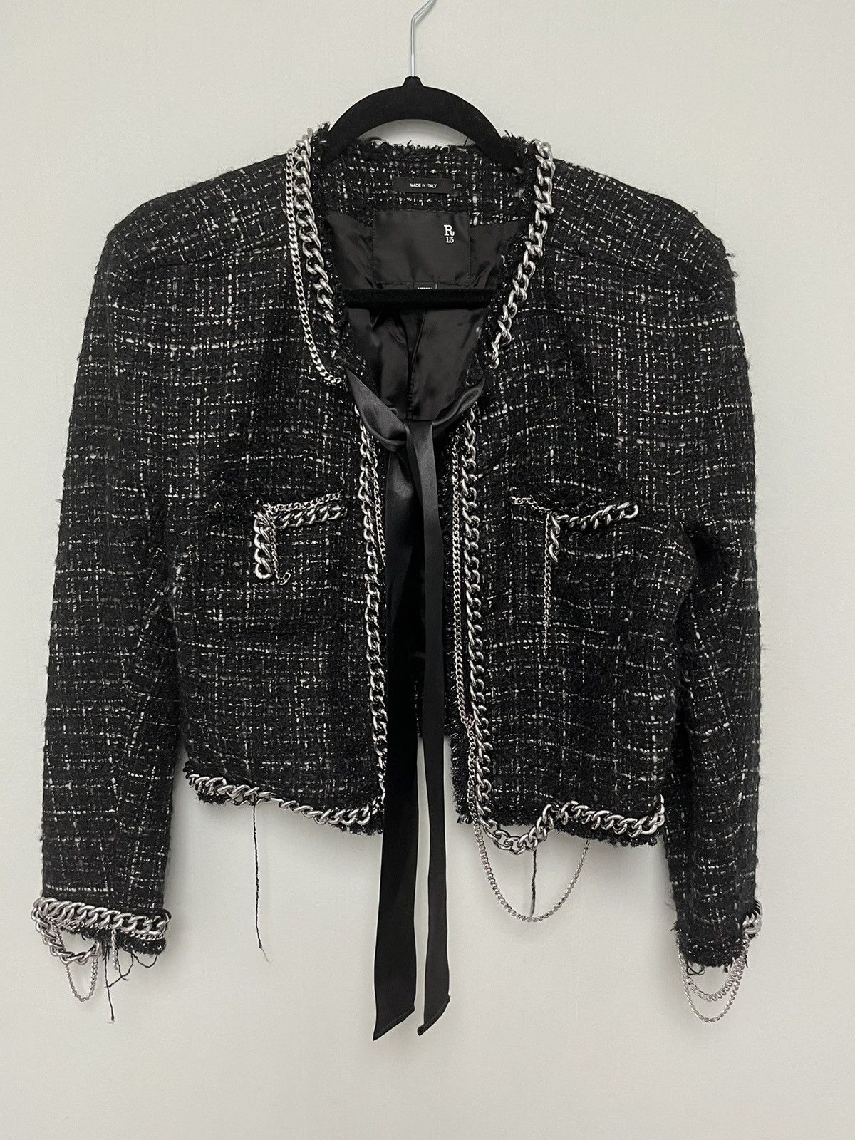 R13 Square Shoulder Tweed Jacket. Medium Size M / US 6-8 / IT 42-44 - 14 Thumbnail