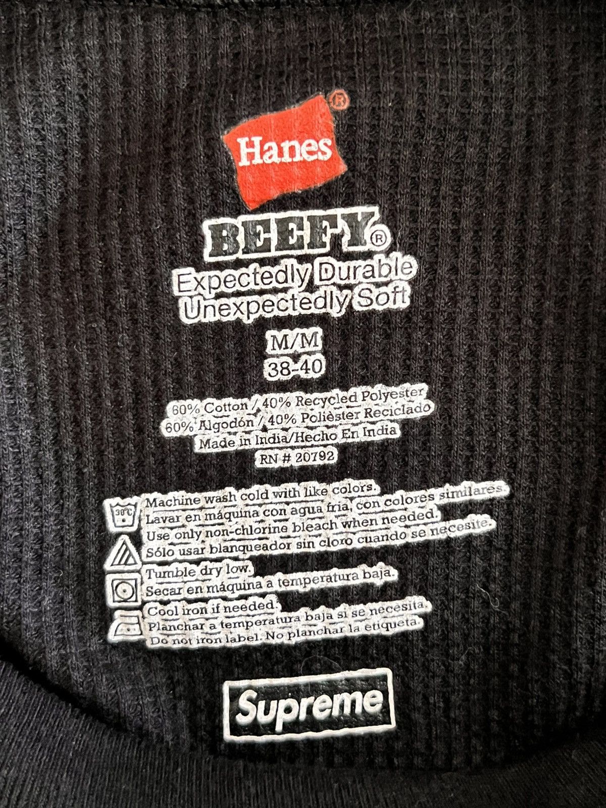 Supreme SUPREME X HANES BONE SKELETON THERMAL BLACK Size US M / EU 48-50 / 2 - 3 Thumbnail