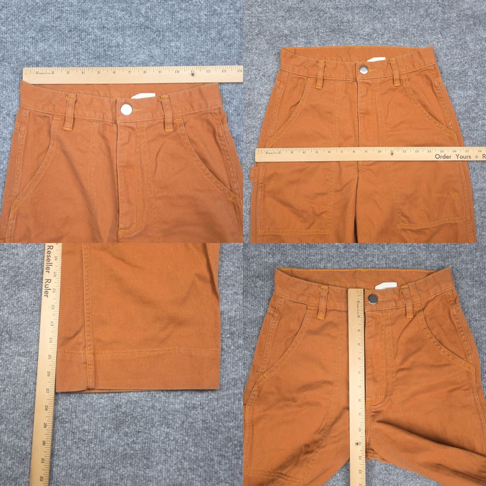 Vintage Curator SF Wide-Leg Pants Women XXS Orange 100% Cotton Twill Carpenter Pockets Inseam 27" Casual Vintage No Rise High 10.5in+ Wide-Leg Size 24" / US 00 / IT 34 - 8 Thumbnail