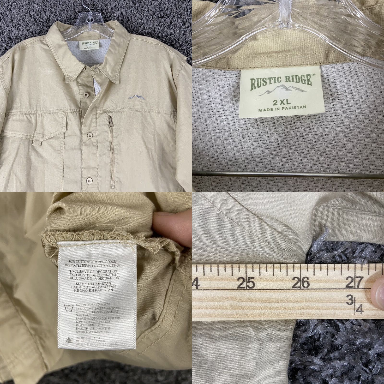 Vintage Rustic Ridge Men’s 2XL Beige Button-Down Outdoor Shirt Size US XXL / EU 58 / 5 - 8 Thumbnail