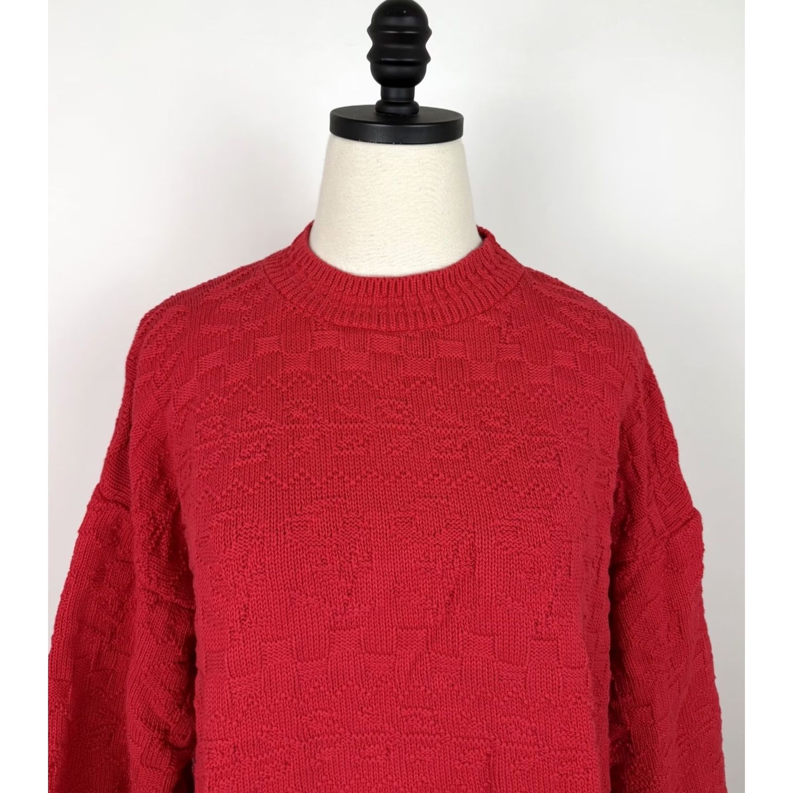 Vintage VINTAGE Cuddle Knit Sweater Womens Large Red Floral Cotton Knit Pullover 80s 90s Christmas Womens Size L / US 10 / IT 46 - 3 Thumbnail