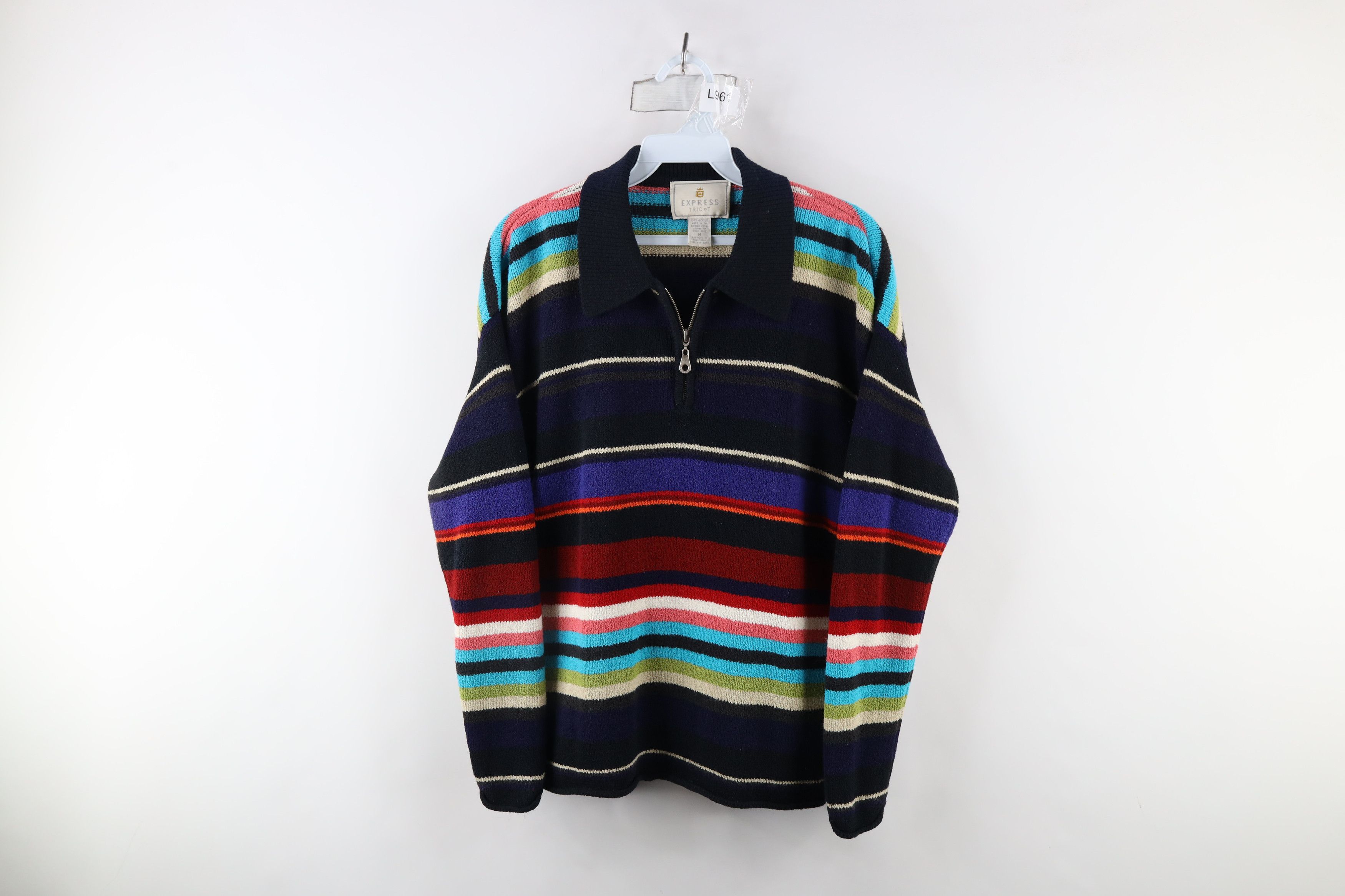 Vintage Vintage 90s Streetwear Knit Collared Half Zip Sweater Size M / US 6-8 / IT 42-44 - 1 Thumbnail