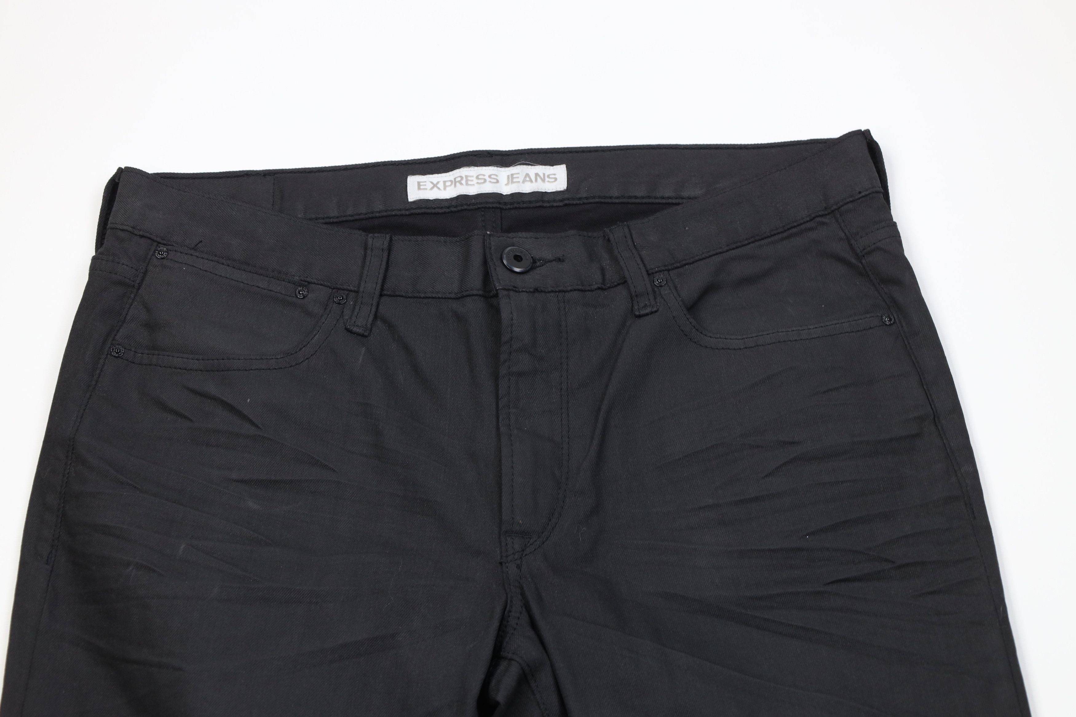 Express Express Alec Waxed Cotton Super Skinny Fit Denim Jeans Black Size US 34 / EU 50 - 2 Thumbnail