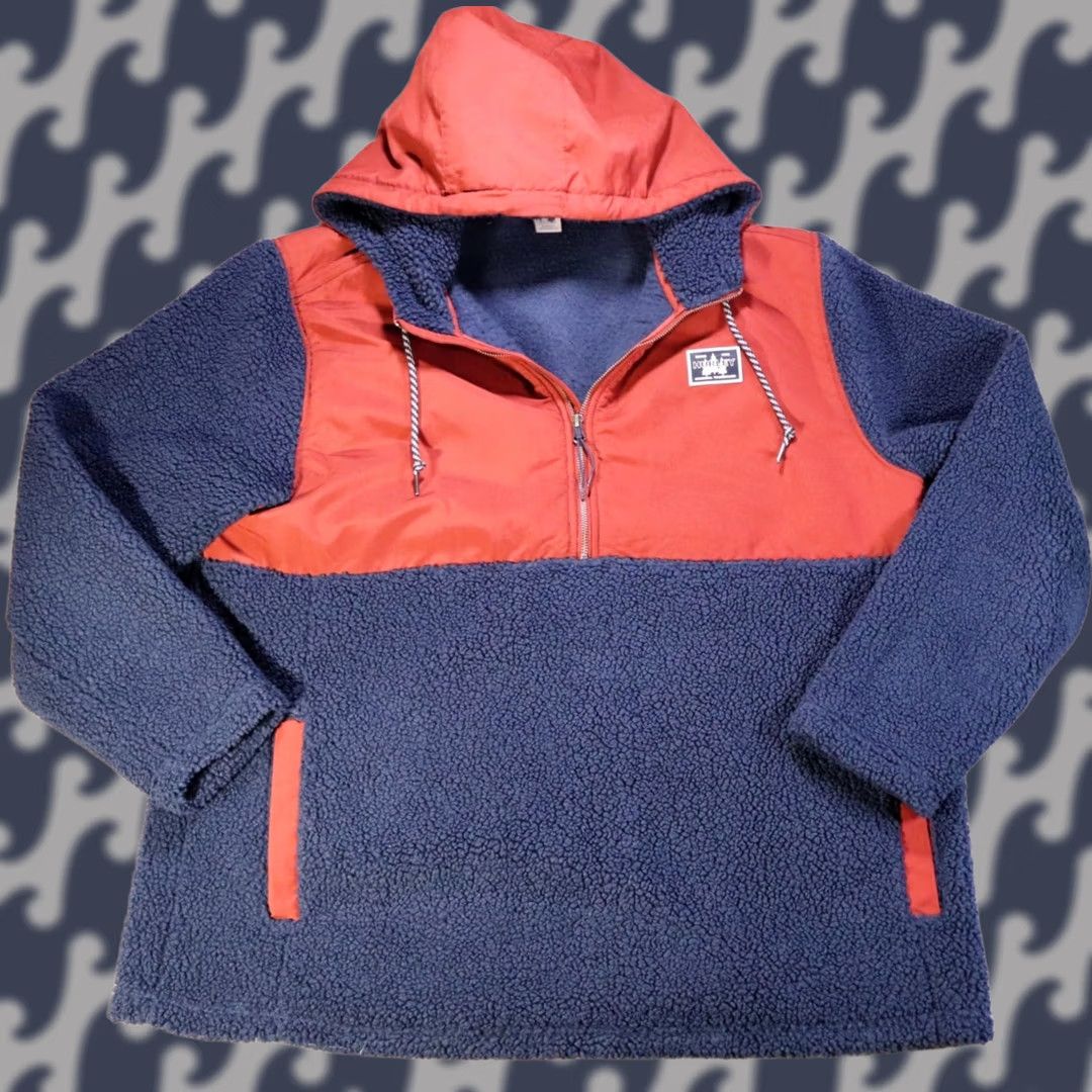 Hurley Hurley Men XXL Obsidian Navy Red Half Zip Sherpa Hoodie Jacket Zip Polyester Anorak Blue Size US XXL / EU 58 / 5 - 1 Thumbnail