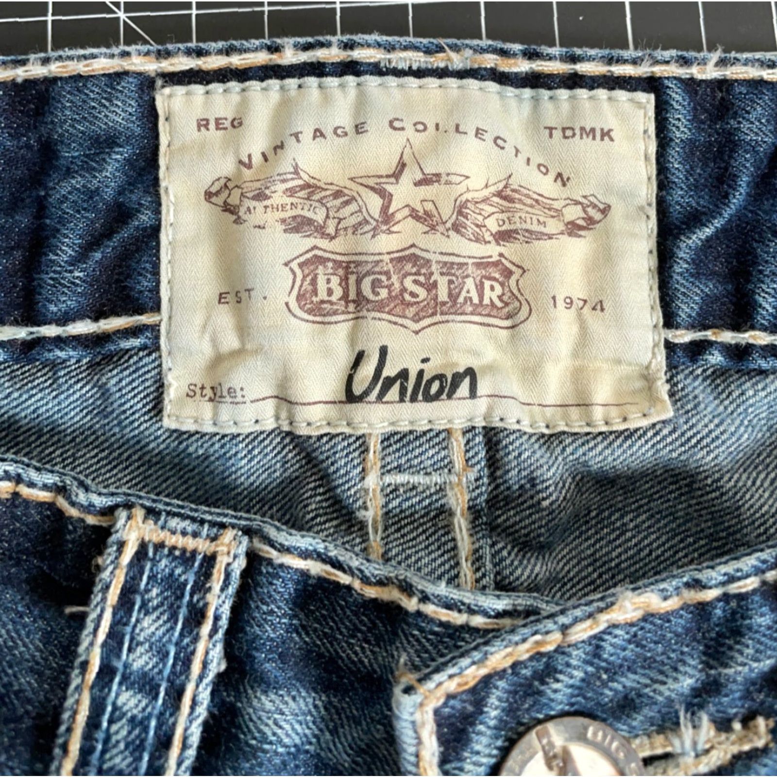 Denime VINTAGE Big Star Union Straight Leg Jeans Men's 32L Blue Denim 5-Pocket Zip Fly Size US 32 / EU 48 - 3 Thumbnail