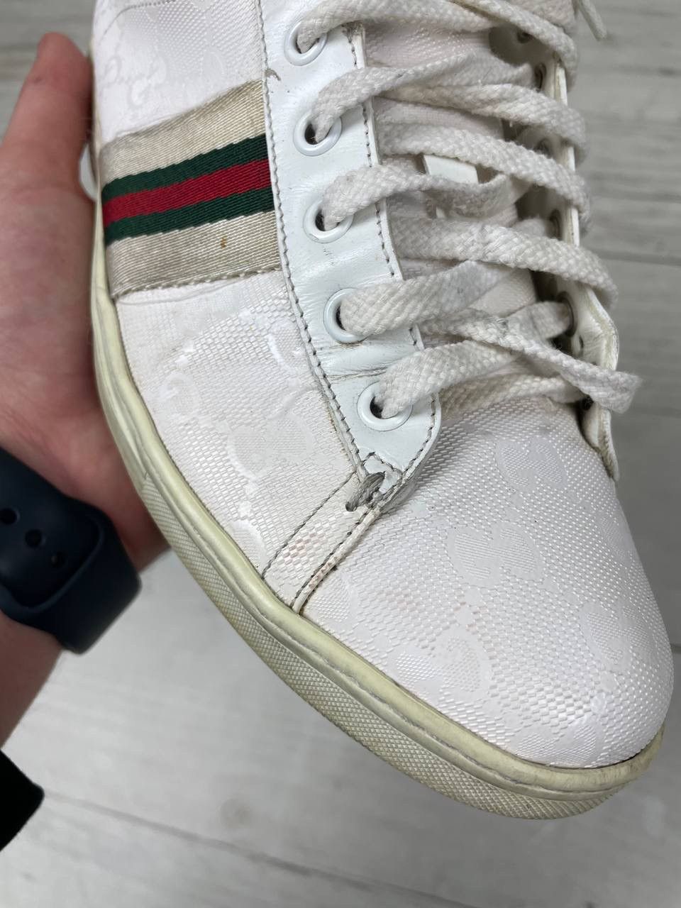 Gucci Gucci Guccissima Leather and Canvas Web Detail Sneakers Size US 8 / IT 38 - 8 Thumbnail