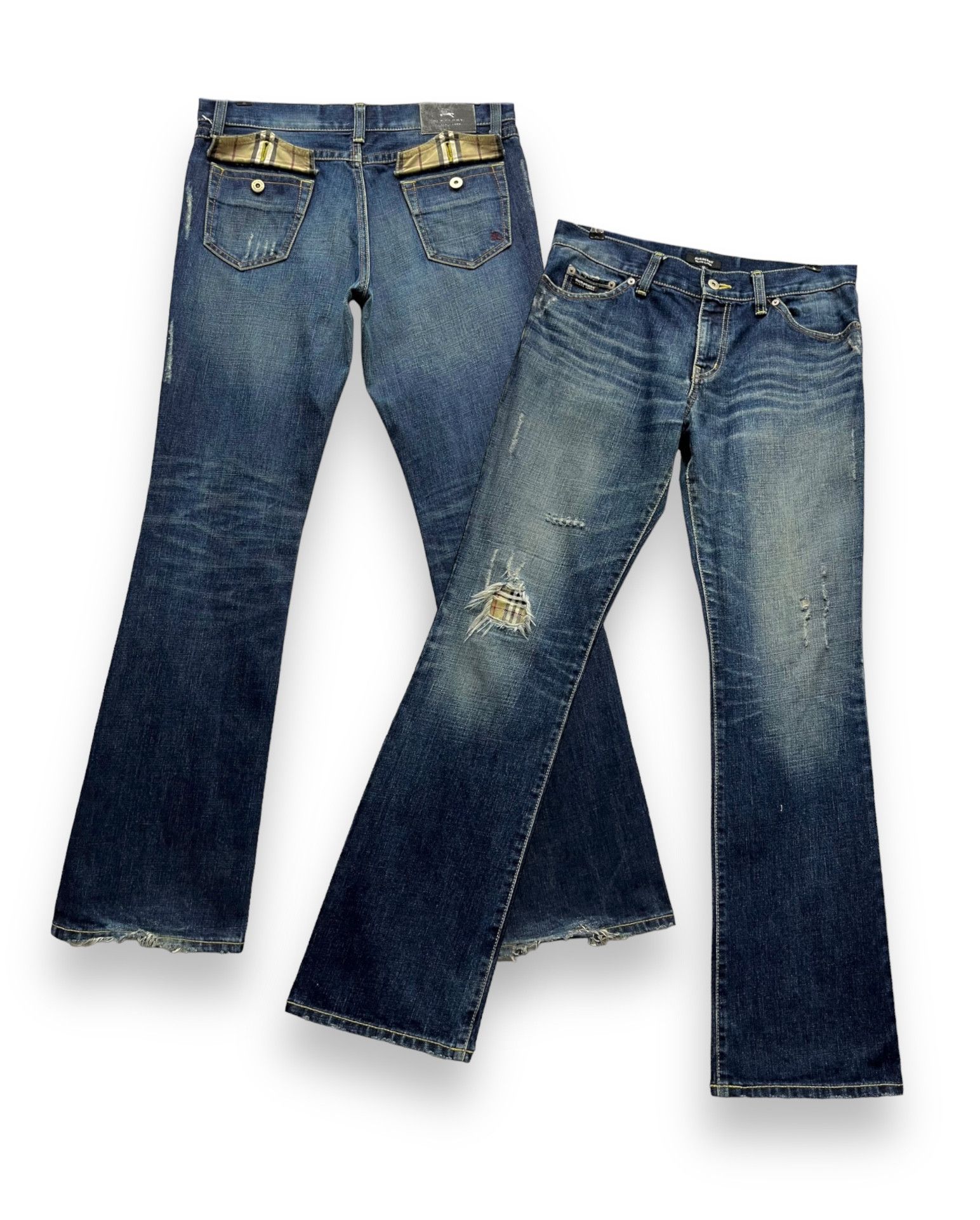 Black Label 90’s FLARE BURBERRY BLACK LABEL Nova Check Distressed Denim Size US 32 / EU 48 - 1 Thumbnail