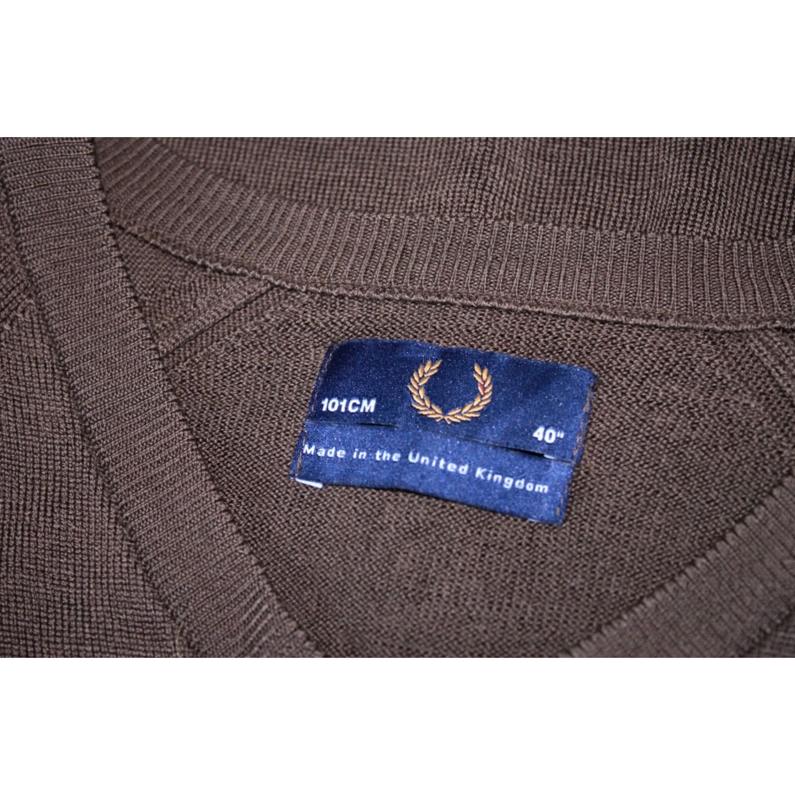 Fred Perry Fred Perry Jumper Mens Wool Pullover Brown Size 40 Size US L / EU 52-54 / 3 - 5 Thumbnail